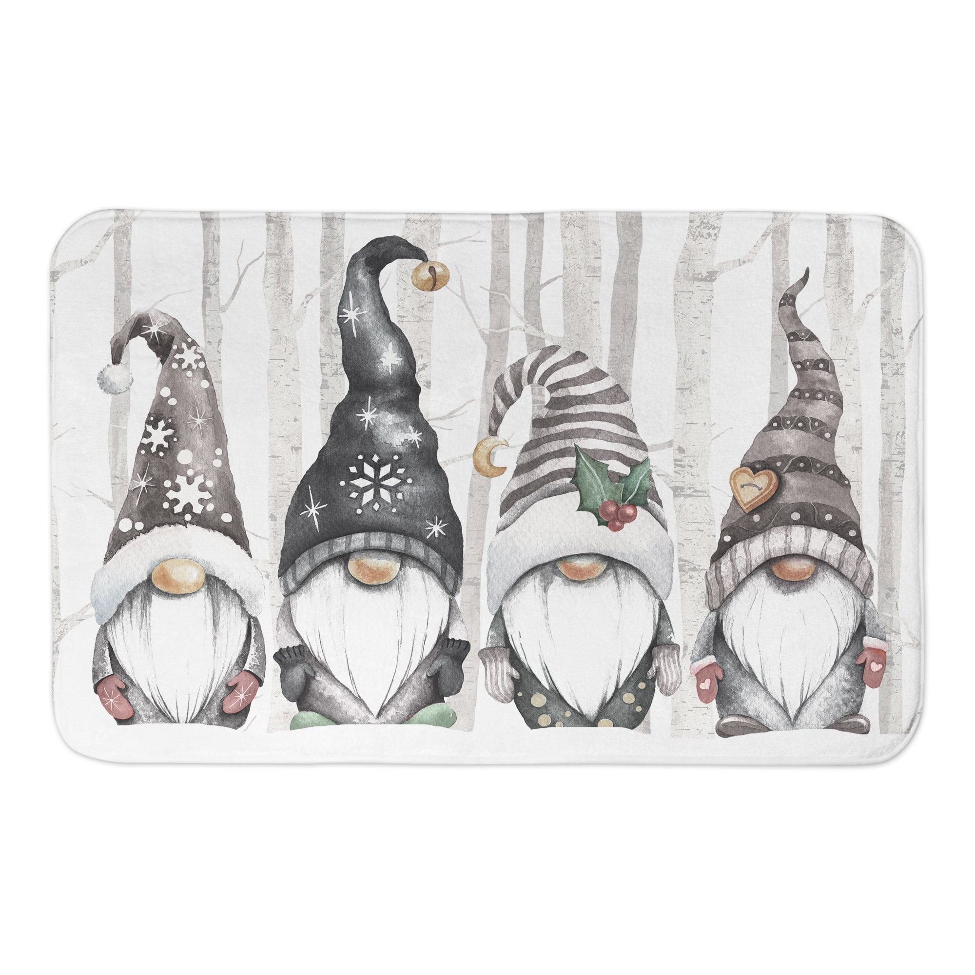 Designs Direct Winter Forest Gnomes Bath Mat, 34" x 21"