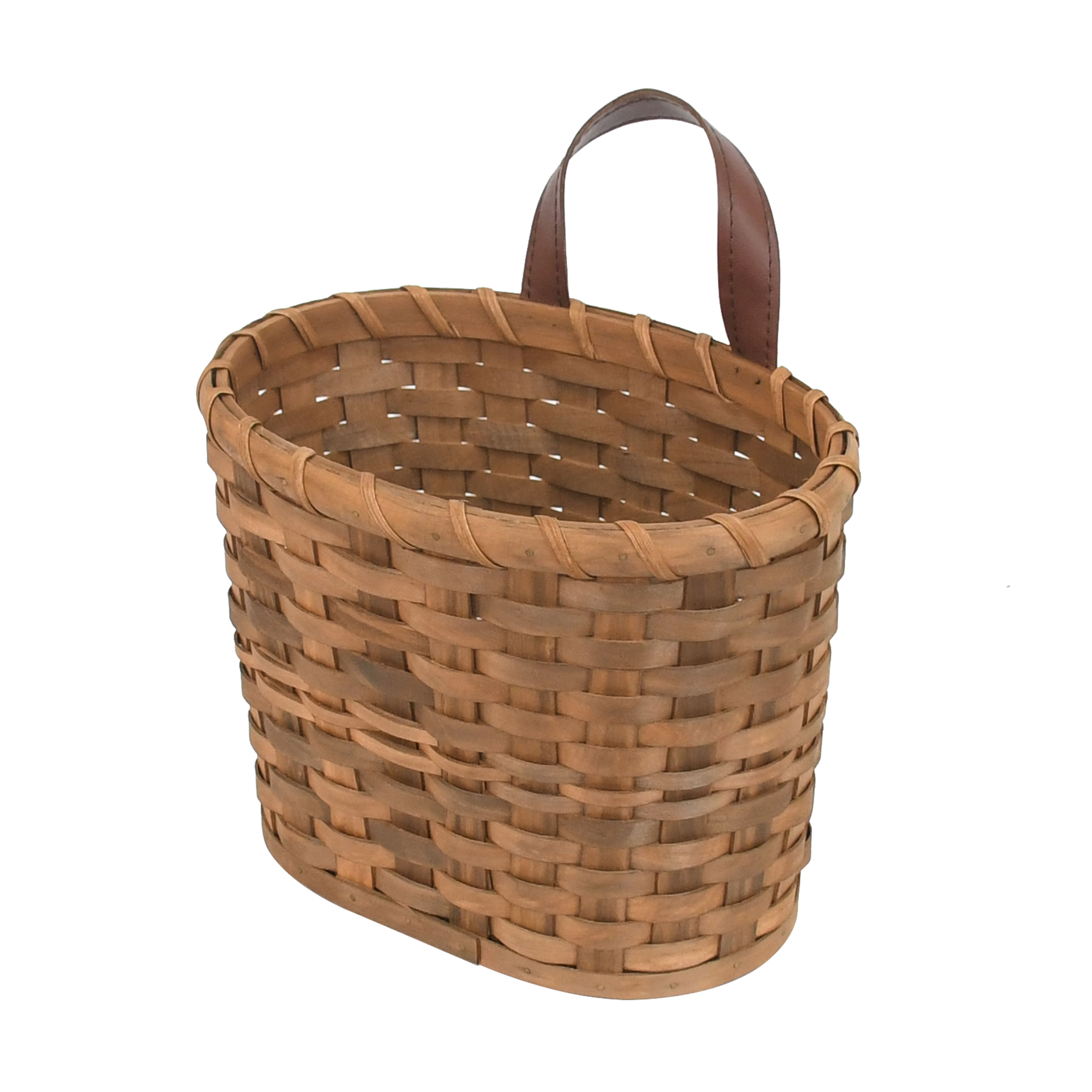 Hanging Chipwood Basket with Faux Leather Handle by Ashland®