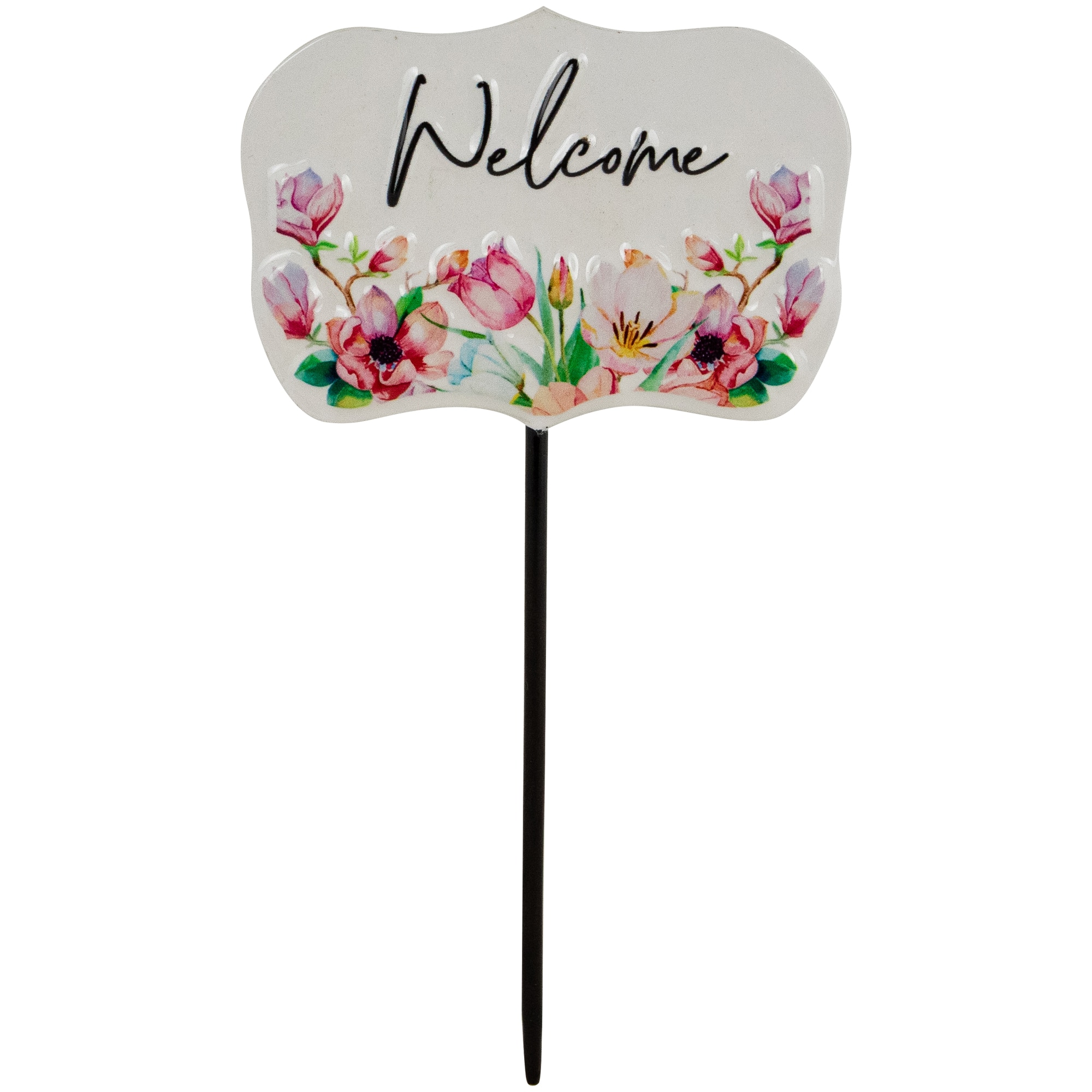 8" Floral Welcome Yard Metal Garden Stake