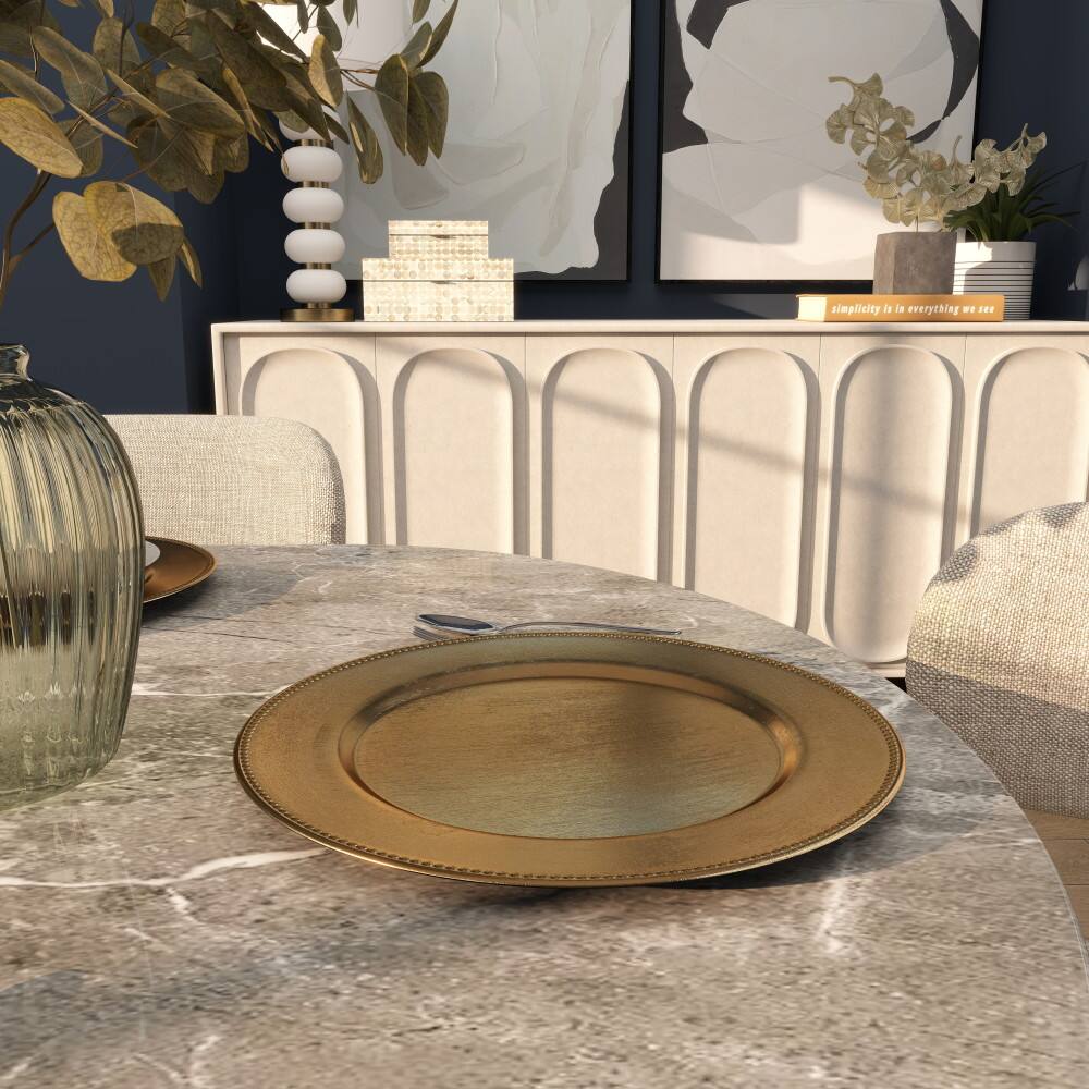 13" Gold Melamine Plastic Chargers, 8ct.
