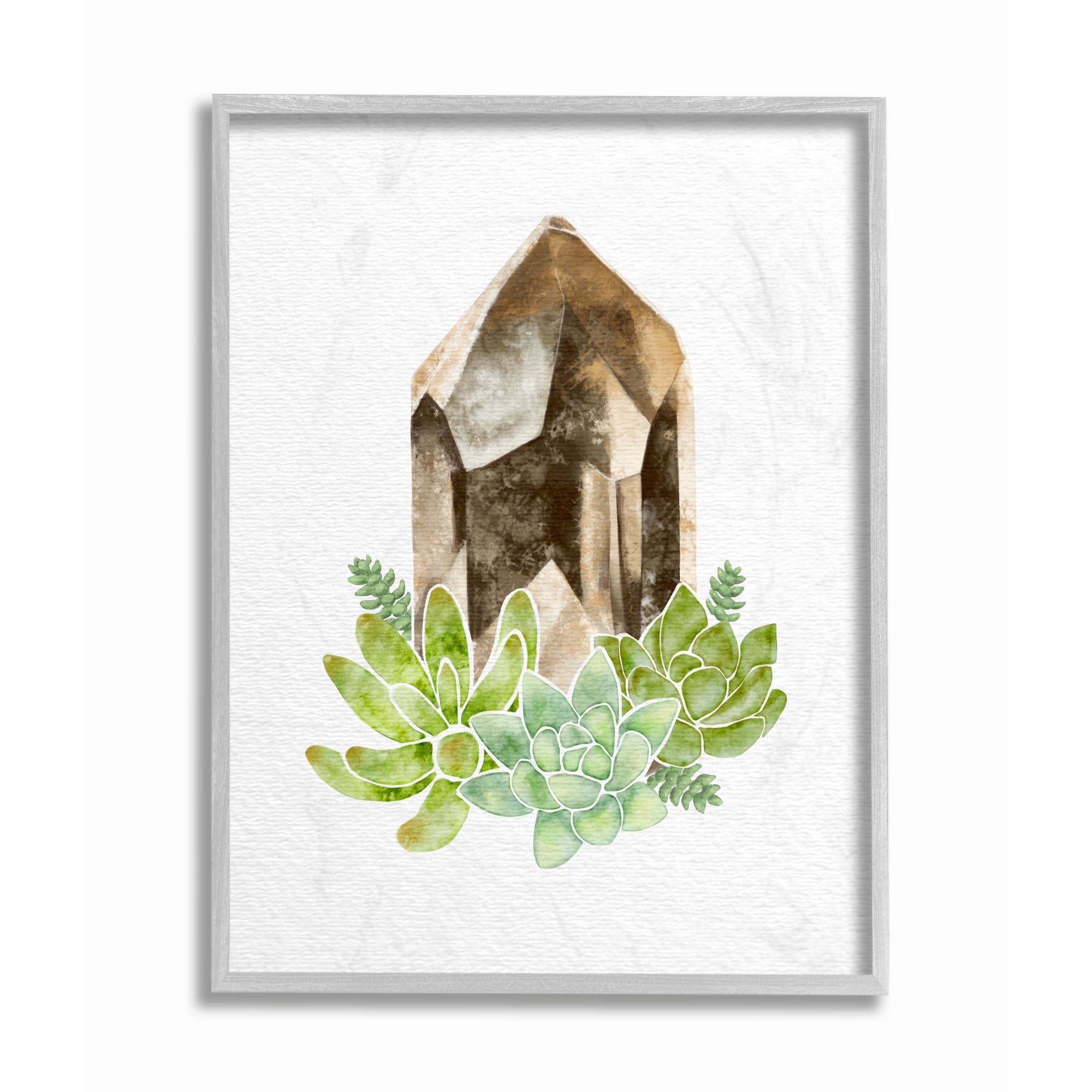 Stupell Industries Succulent Crystal Flower Watercolor Painting in Frame Wall Art