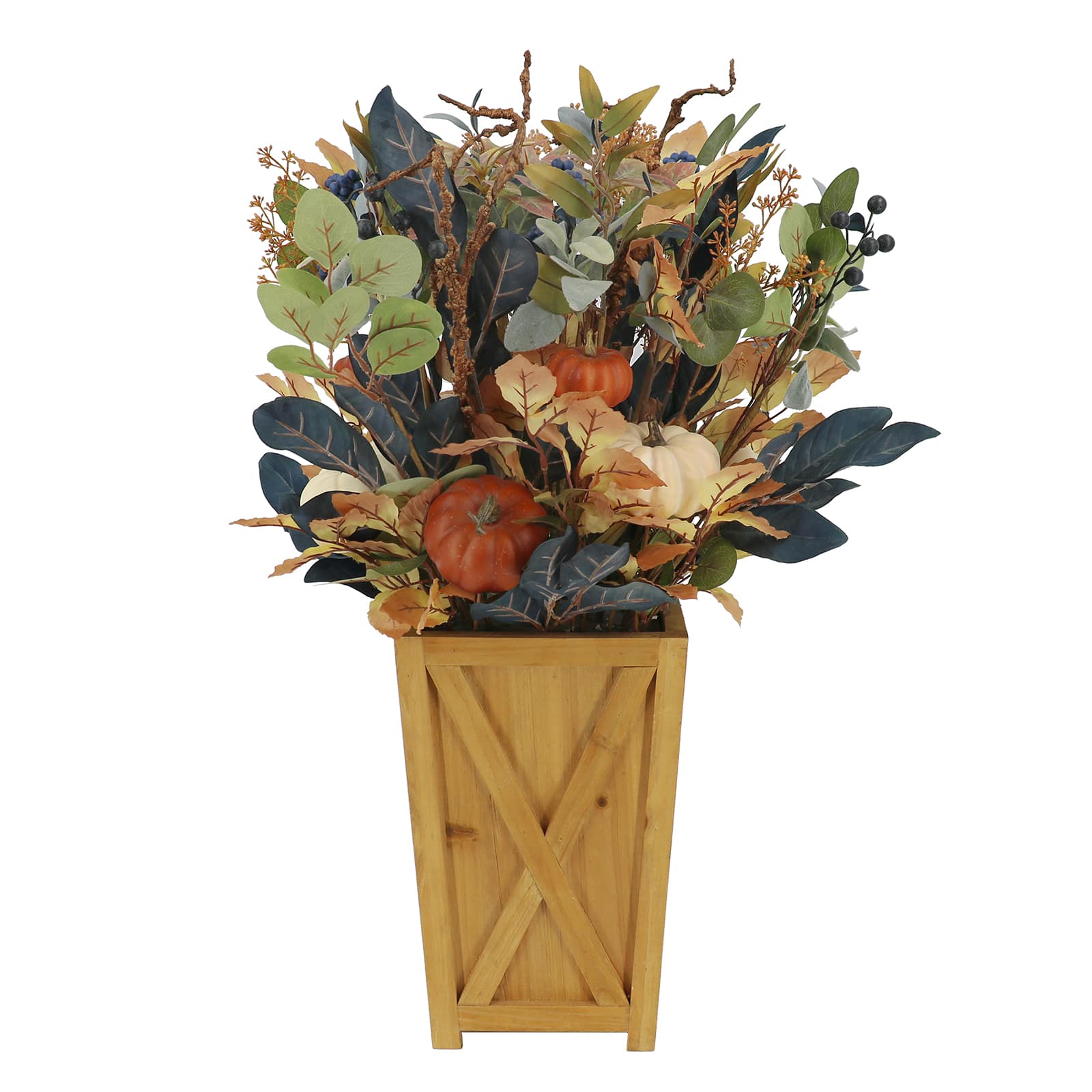 33" UV Premade Foliage & Pumpkin in Wood Box by Ashland®