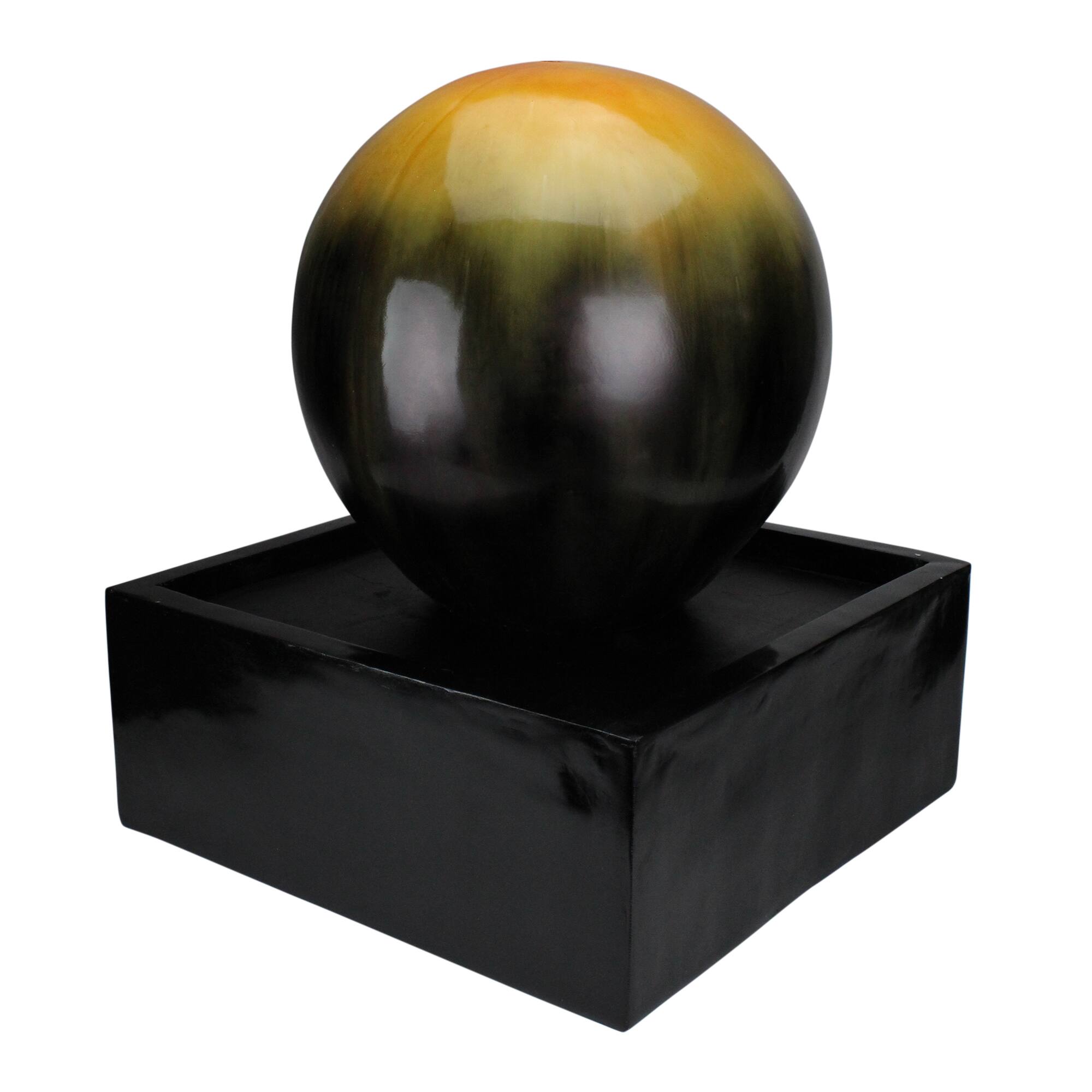 24" Golden Amber Ball Outdoor Garden Water Fountain