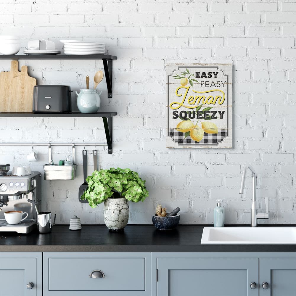 Stupell Industries Vintage Rustic Easy Peasy Lemon Squeezy Quote Canvas Wall Art