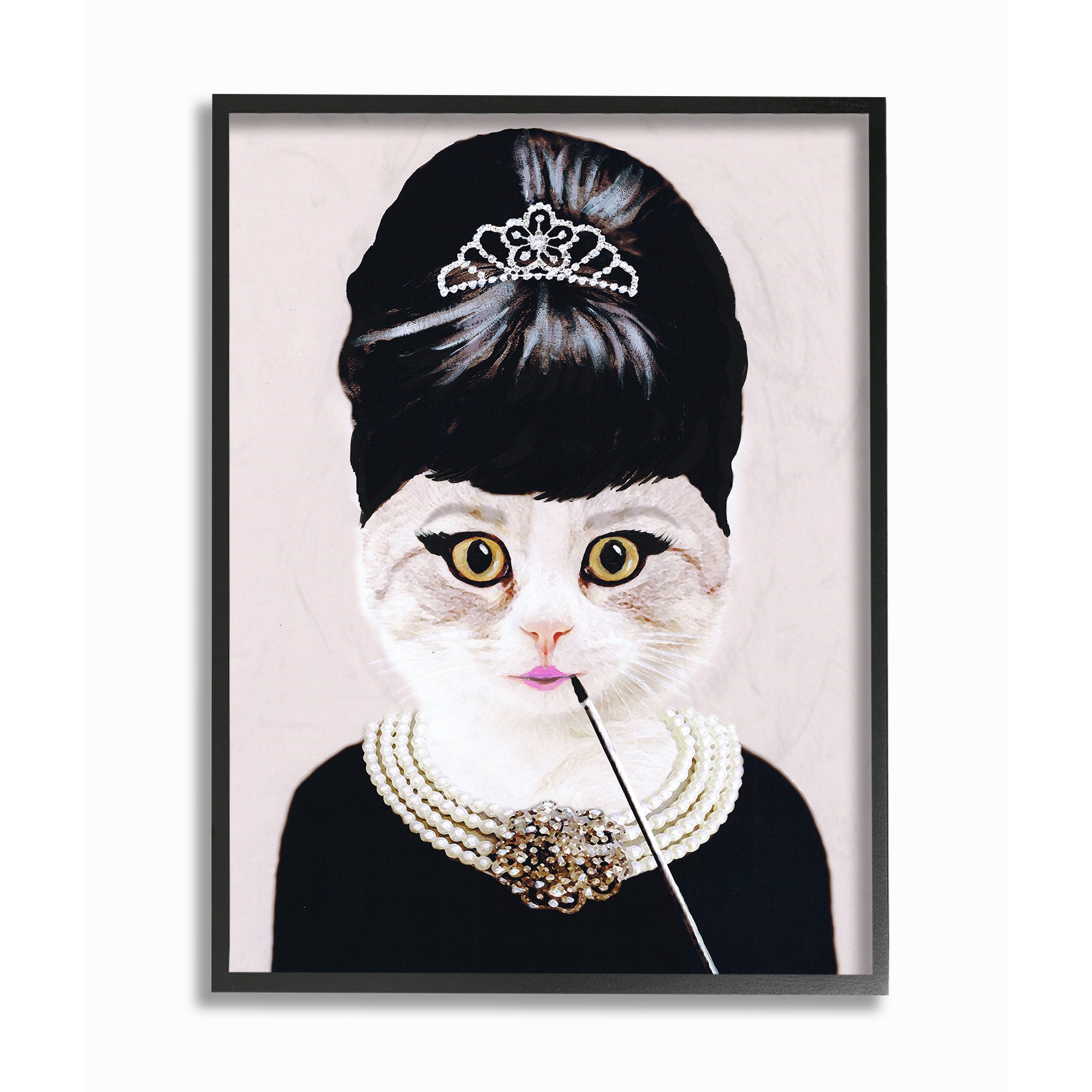 Stupell Industries Fashion Feline Jewelry And Makeup Cat in Black Frame Wall Art