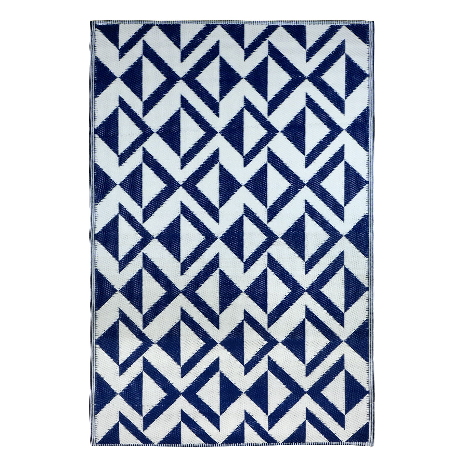 Blue & White Geometric Outdoor Rug by Ashland