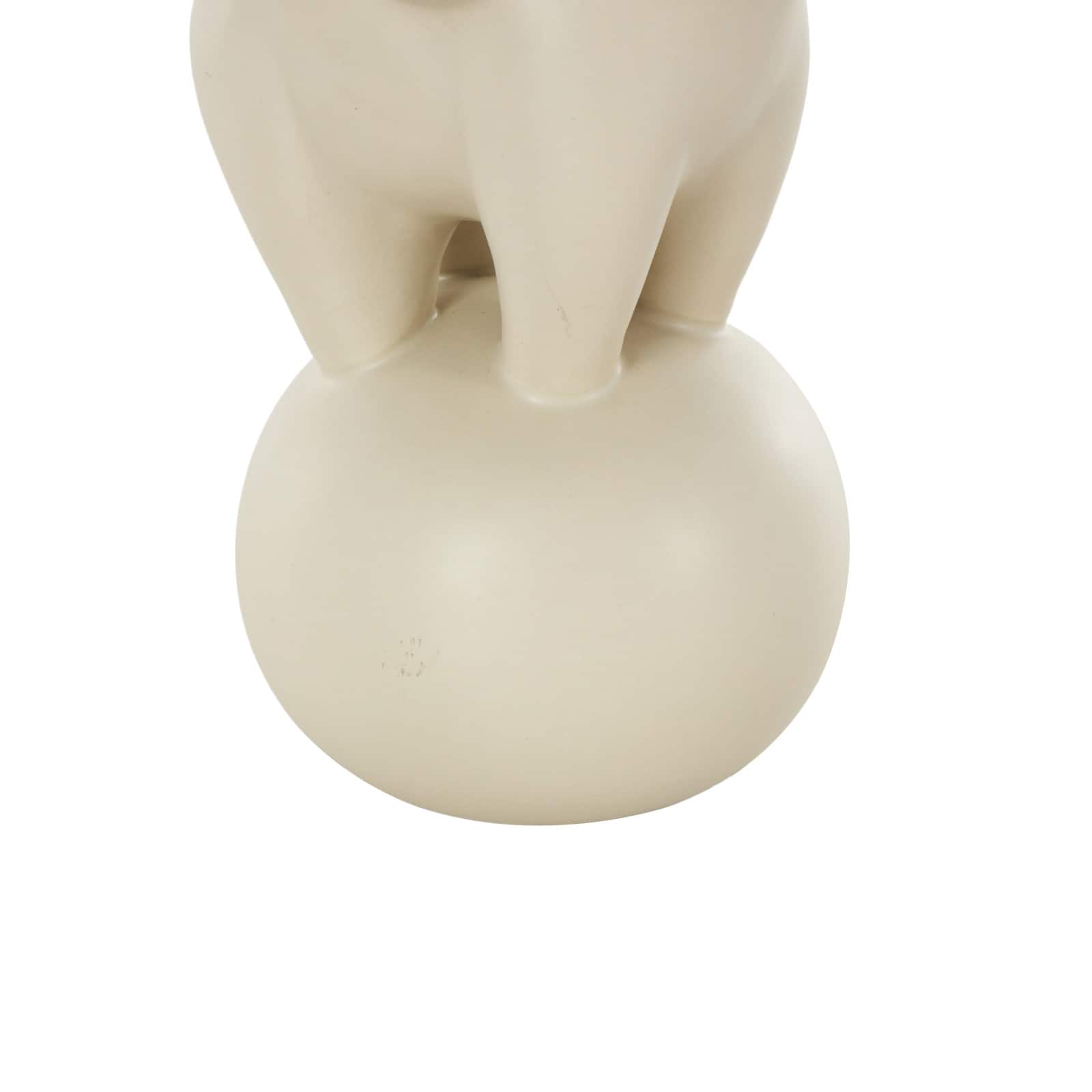 10.5" White Ceramic Elephant Trumpeting Decorative Sculpture with Round Base Set