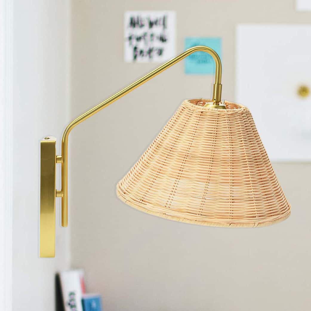 Hello Honey® Rattan & Metal Wall Sconce