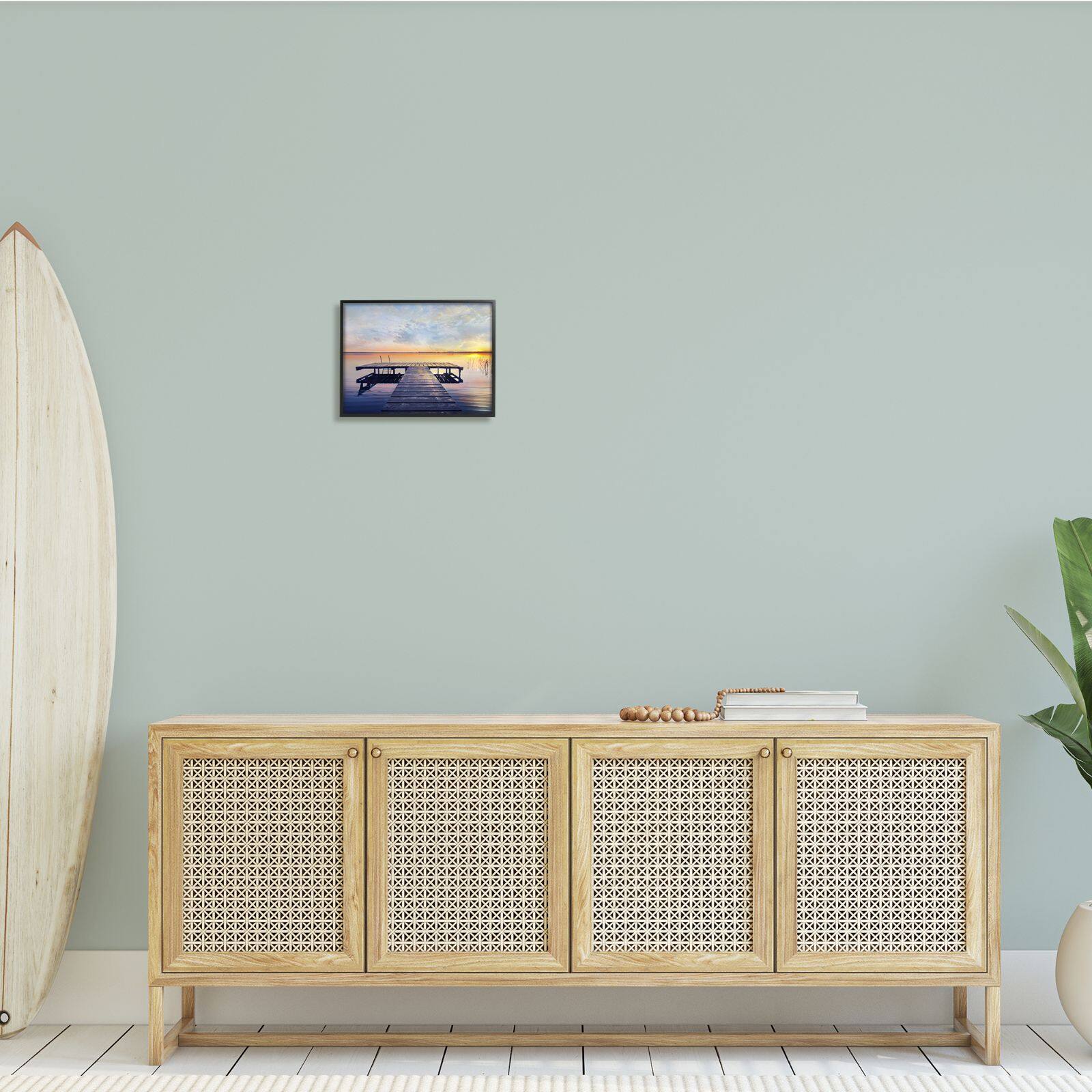 Stupell Industries Tranquil Lake Dock Sunset Nautical Summer Sanctuary Framed Wall Art