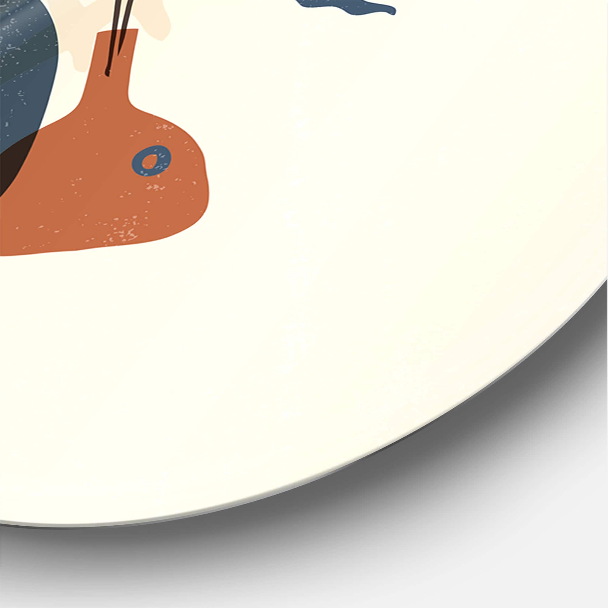 Designart - Vintage Boho Minimalistic Flowers I - Modern Metal Circle Wall Art