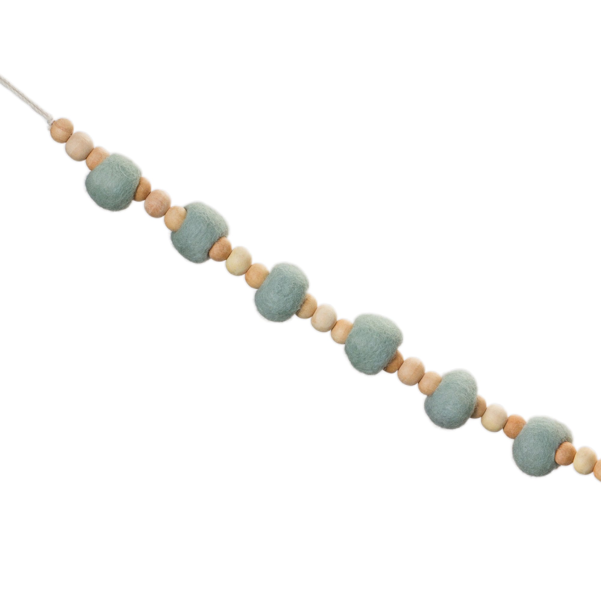 5.5ft. Blue & Beige Wood Beaded String Garlands, 2ct.