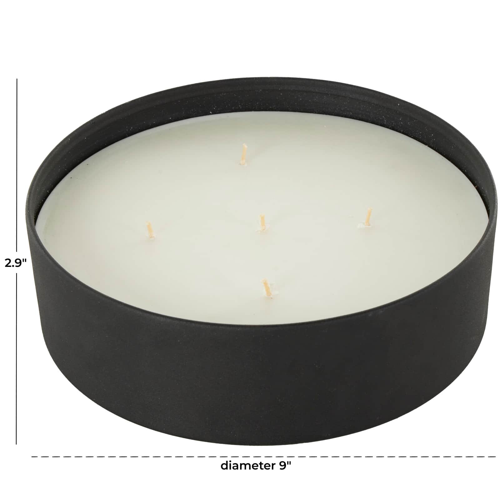 Ivory and Iris 59oz. Black 5 Wick Creamy Vanilla Swirl Scented Textured Metal Candle with White Wax