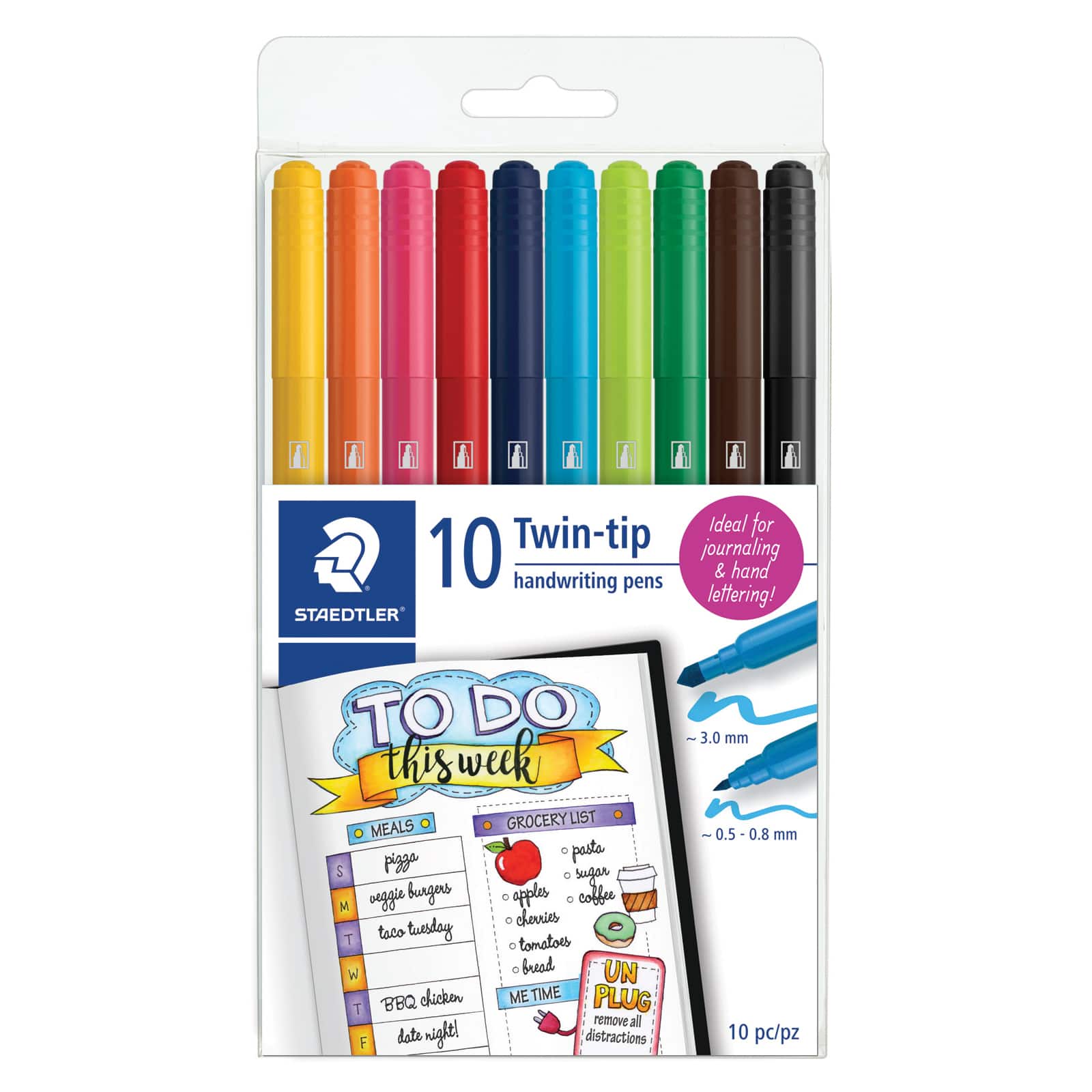 Staedtler® 10 Color Twin-Tip Handwriting Pens