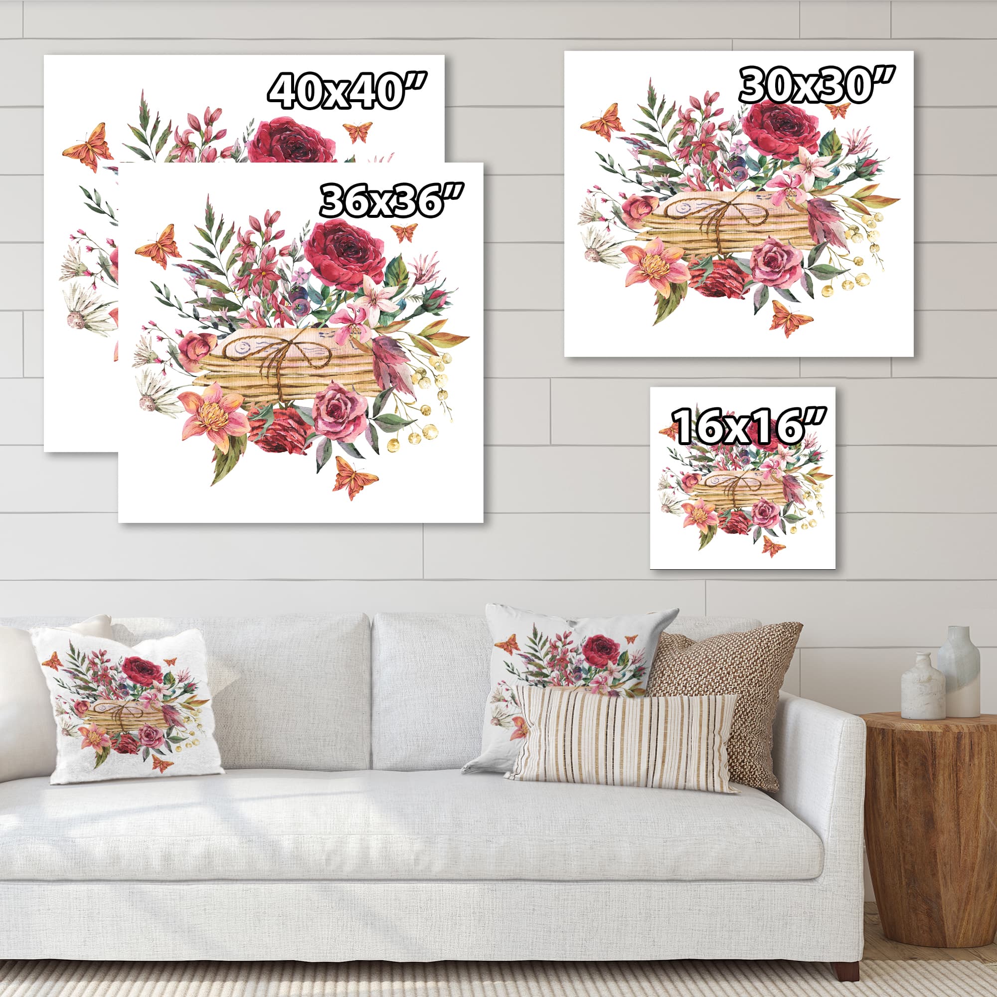 Designart - Vintage Old Letters With Wildflowers - Farmhouse Canvas Wall Art Print