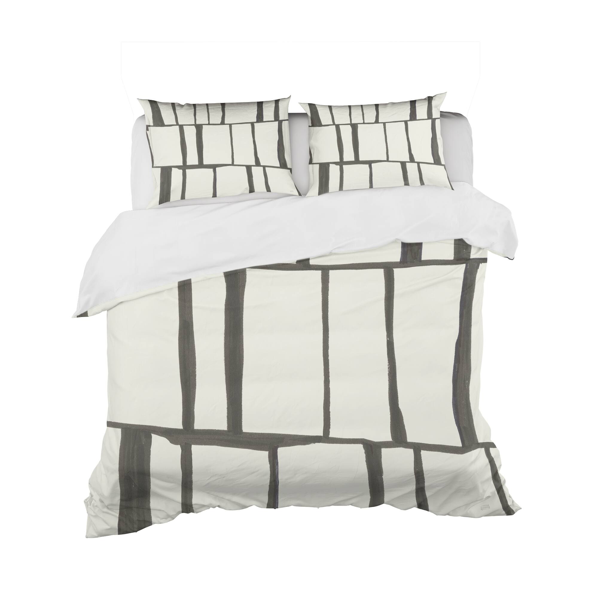 Designart 'minimalist black and white I' Geometric Bedding Set