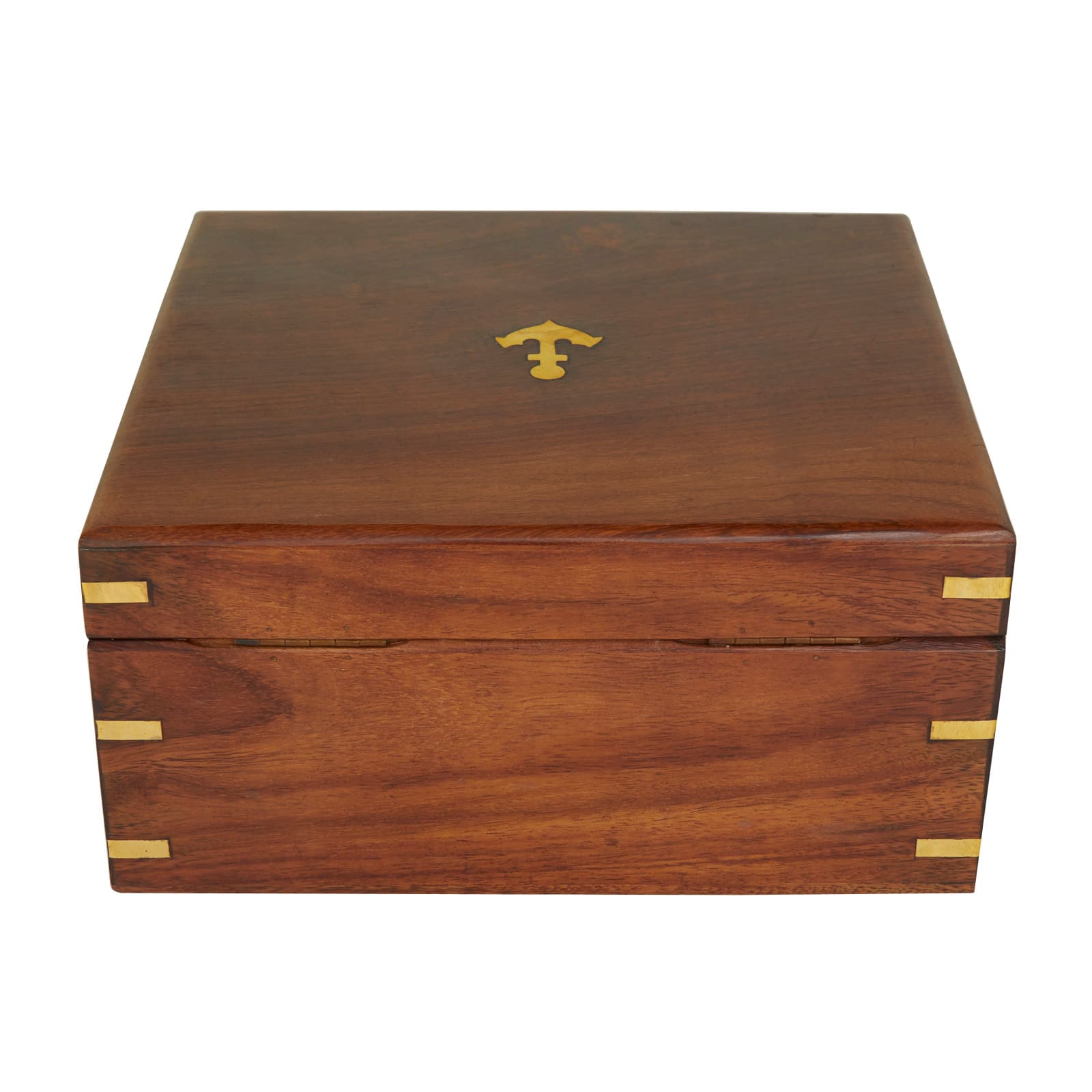 7" Gold Brass Sextant Compass with Decorative Wood Box