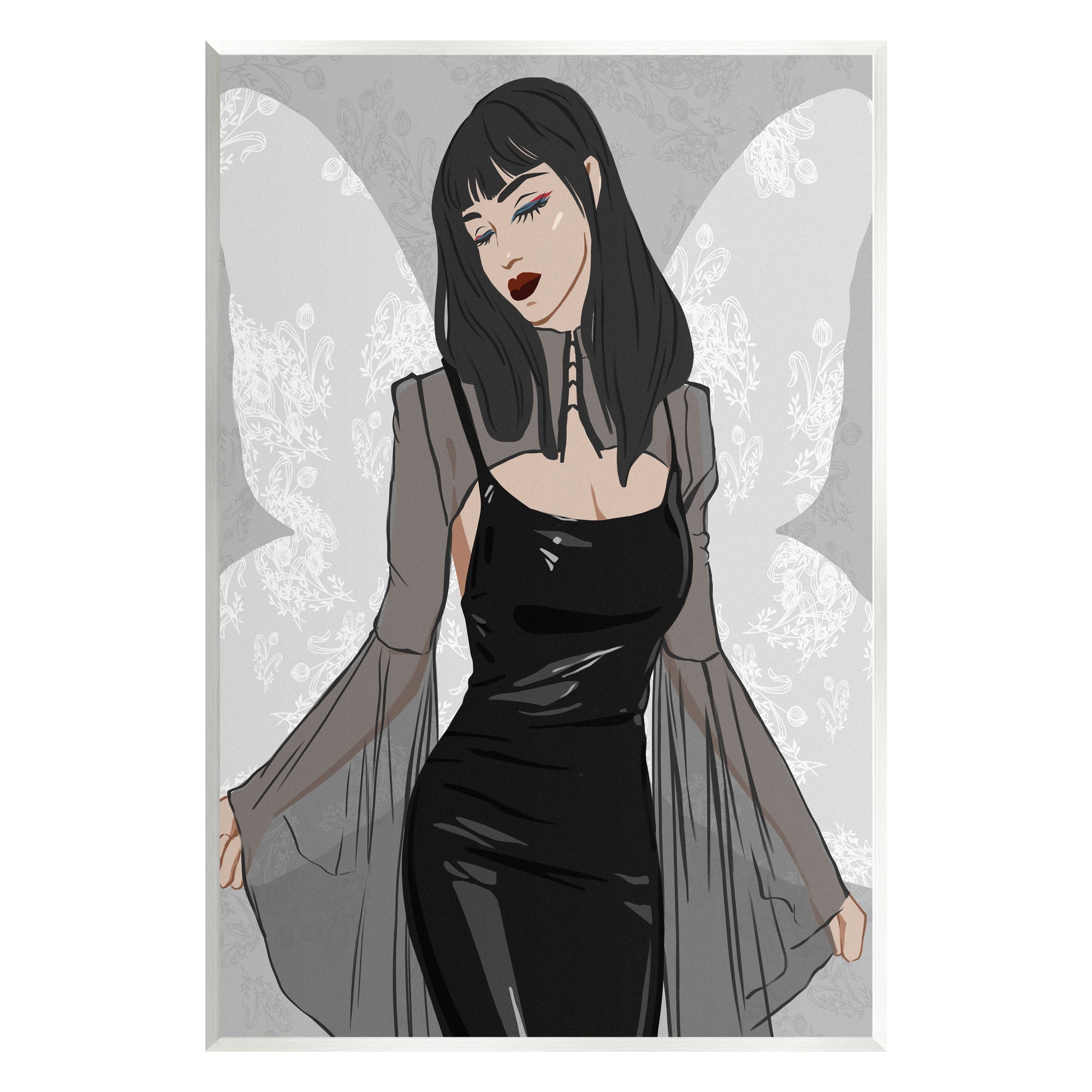 Stupell Industries Goth Fashion Girl Botanical Pattern Wall Plaque Art