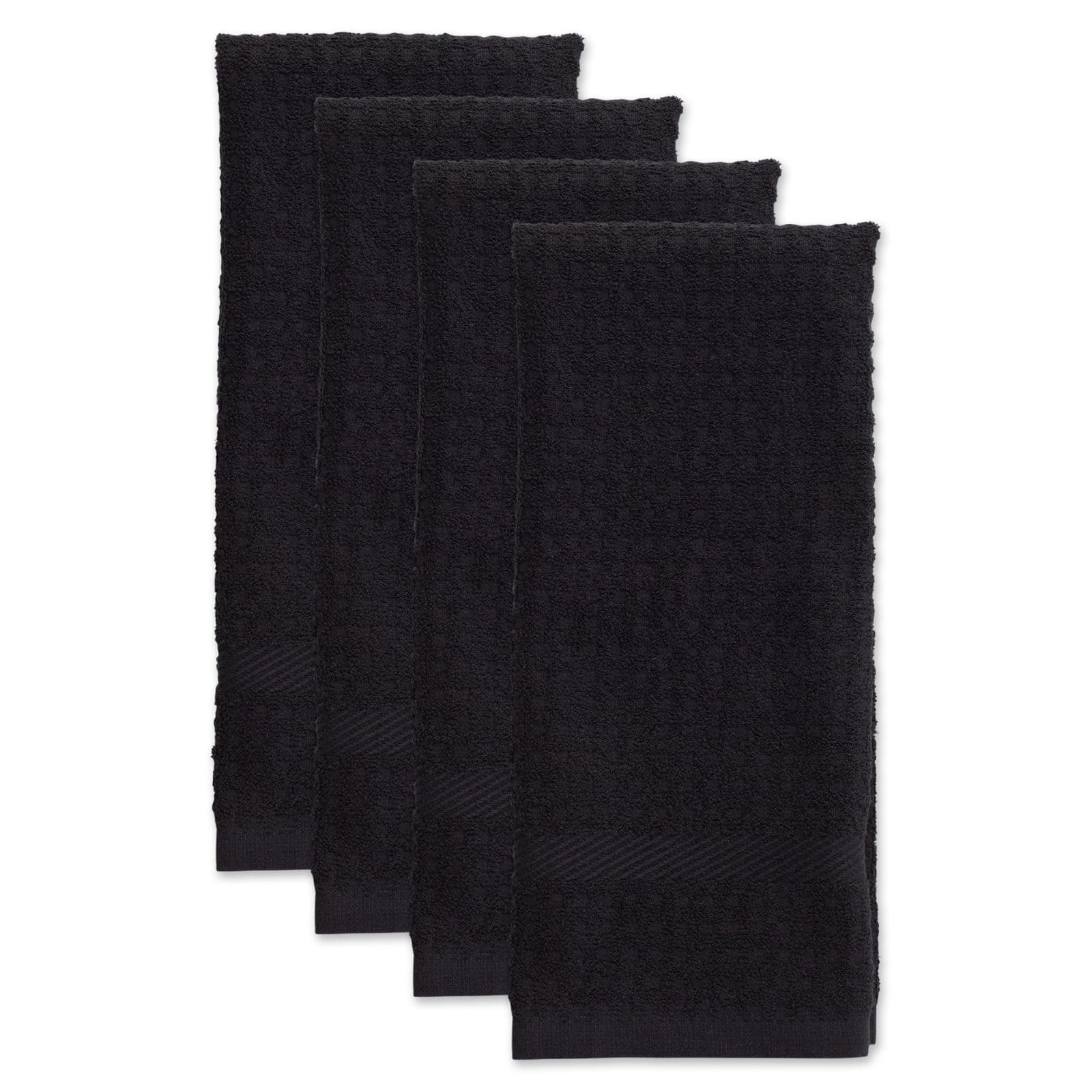 DII® Solid Black Waffle Terry Dishtowel, 4ct.