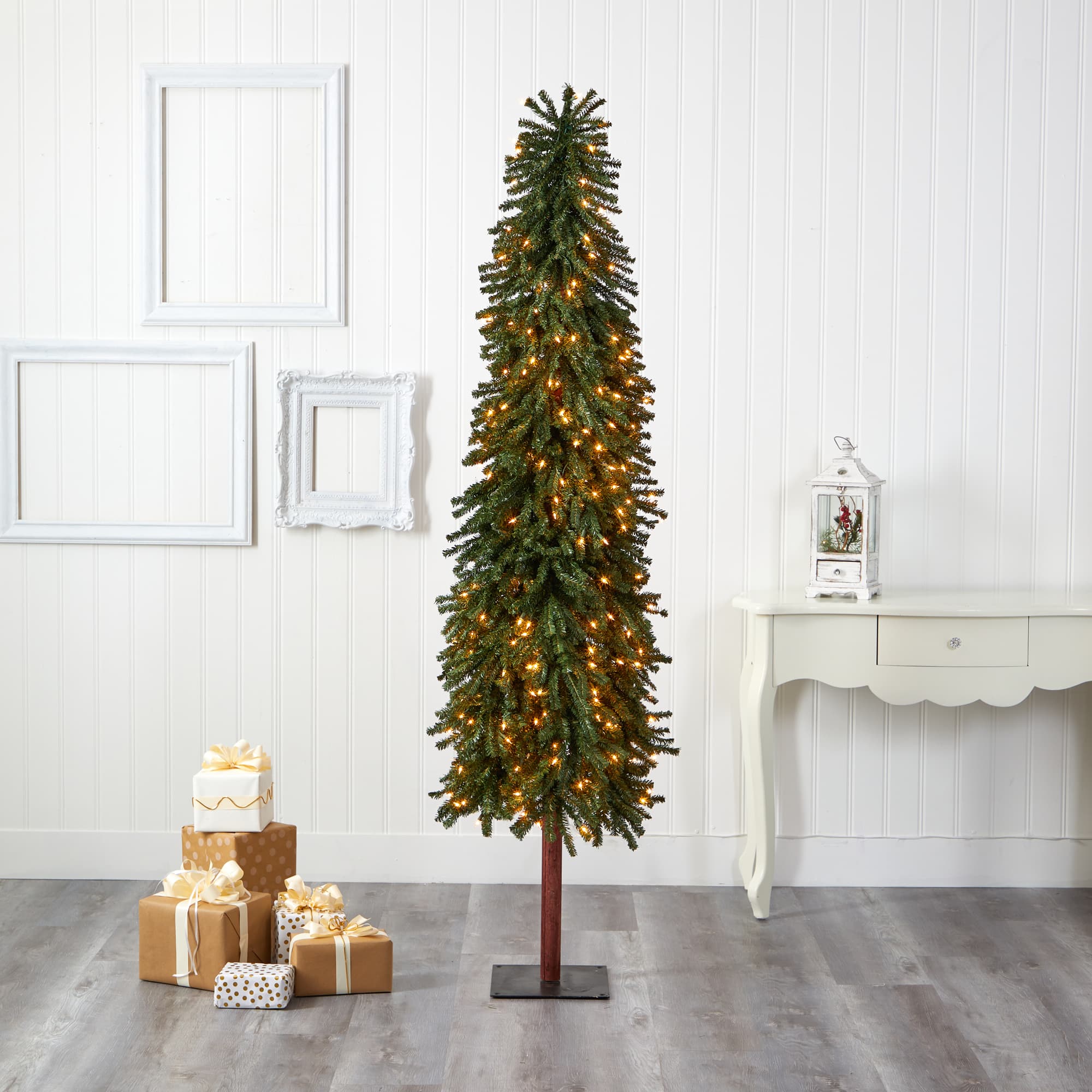 7ft. Pre-Lit Grand Alpine Artificial Christmas Tree, Clear LED Lights