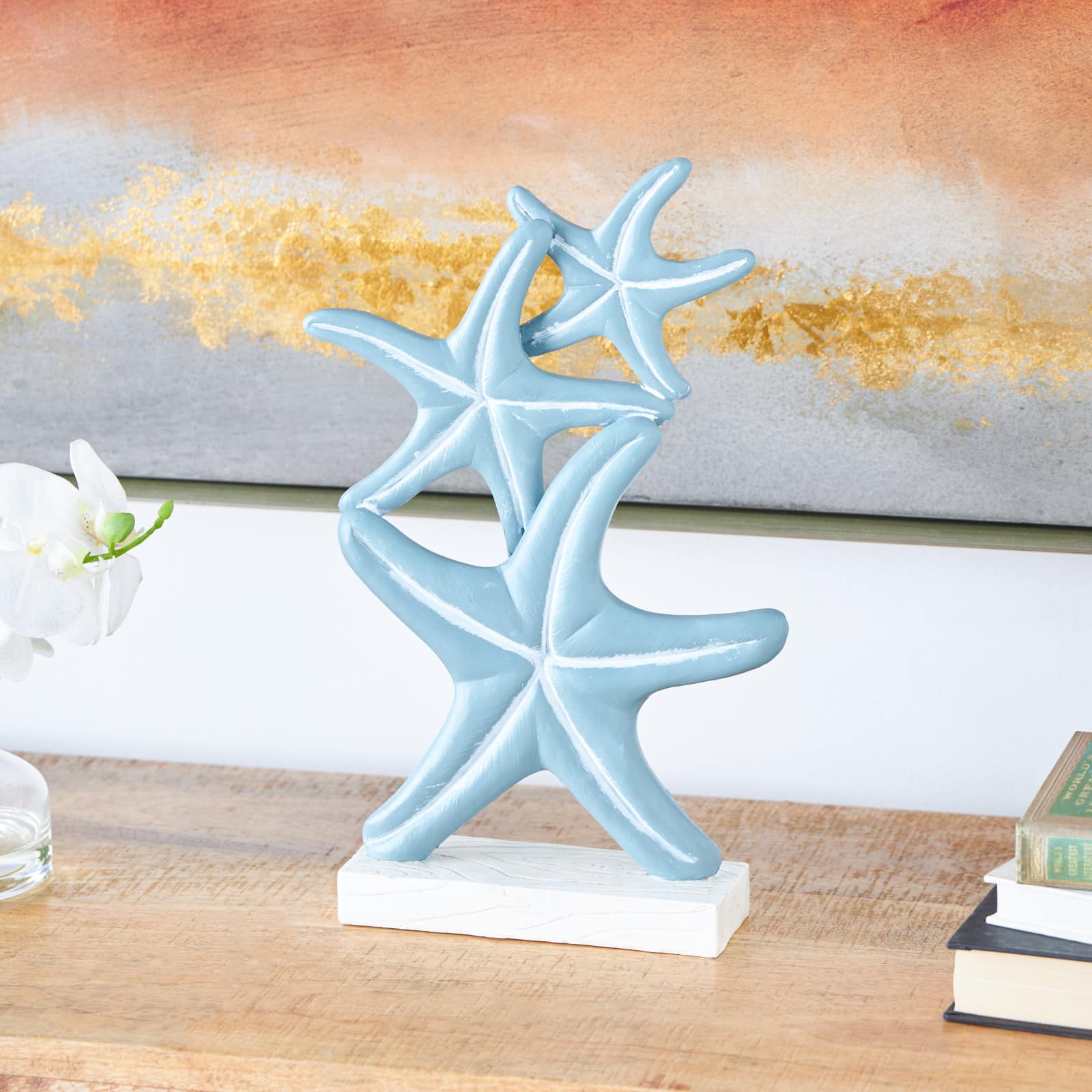 14" Blue Starfish Stacked Sculpture