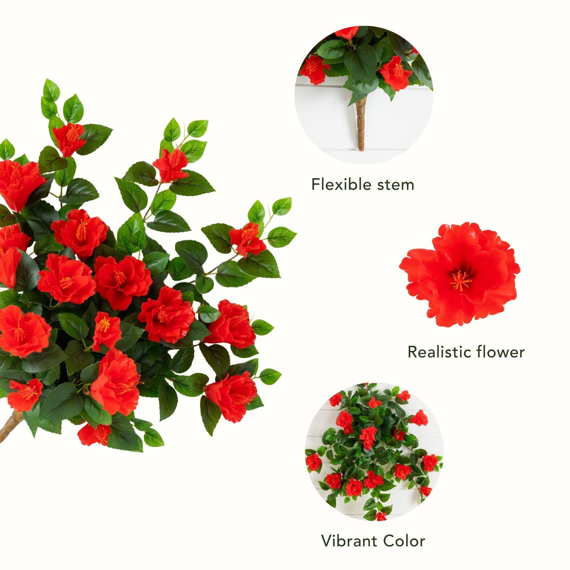 24" UV Resistant Artificial Hibiscus Hanging Plants, 2ct.