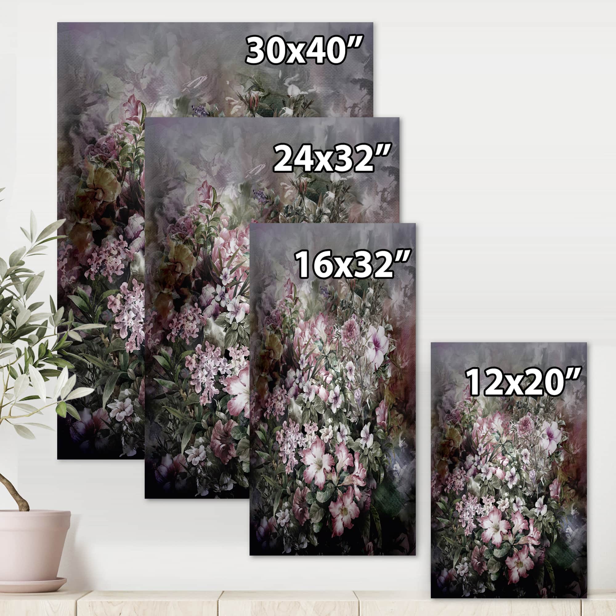 Designart - Retro Drawing of Flowers IV