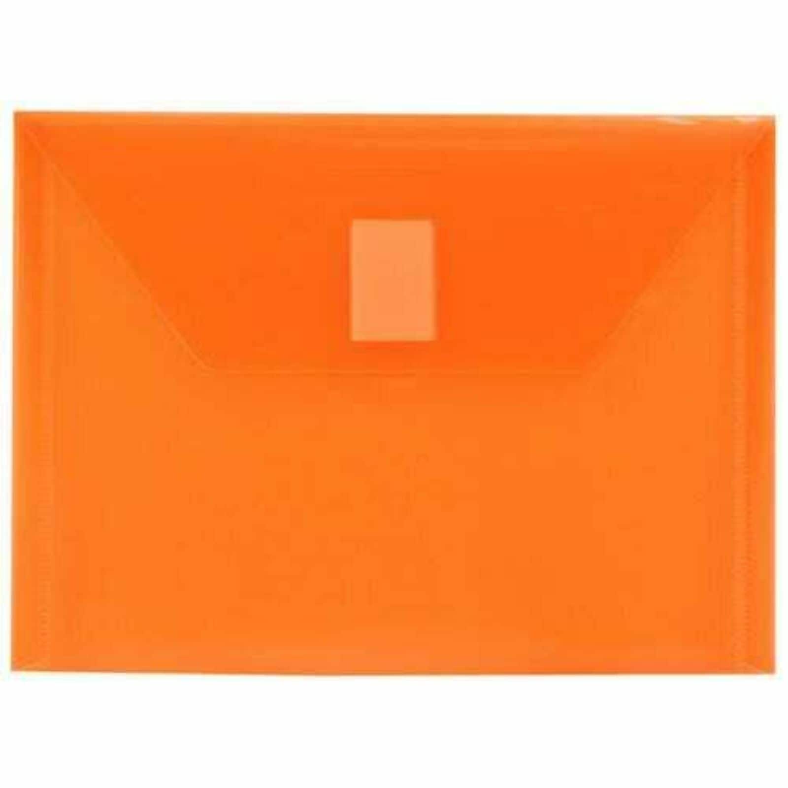 JAM Paper 5.5" x 7.5" Orange Plastic Velcro® Brand Closure Booklet Envelopes, 24ct.