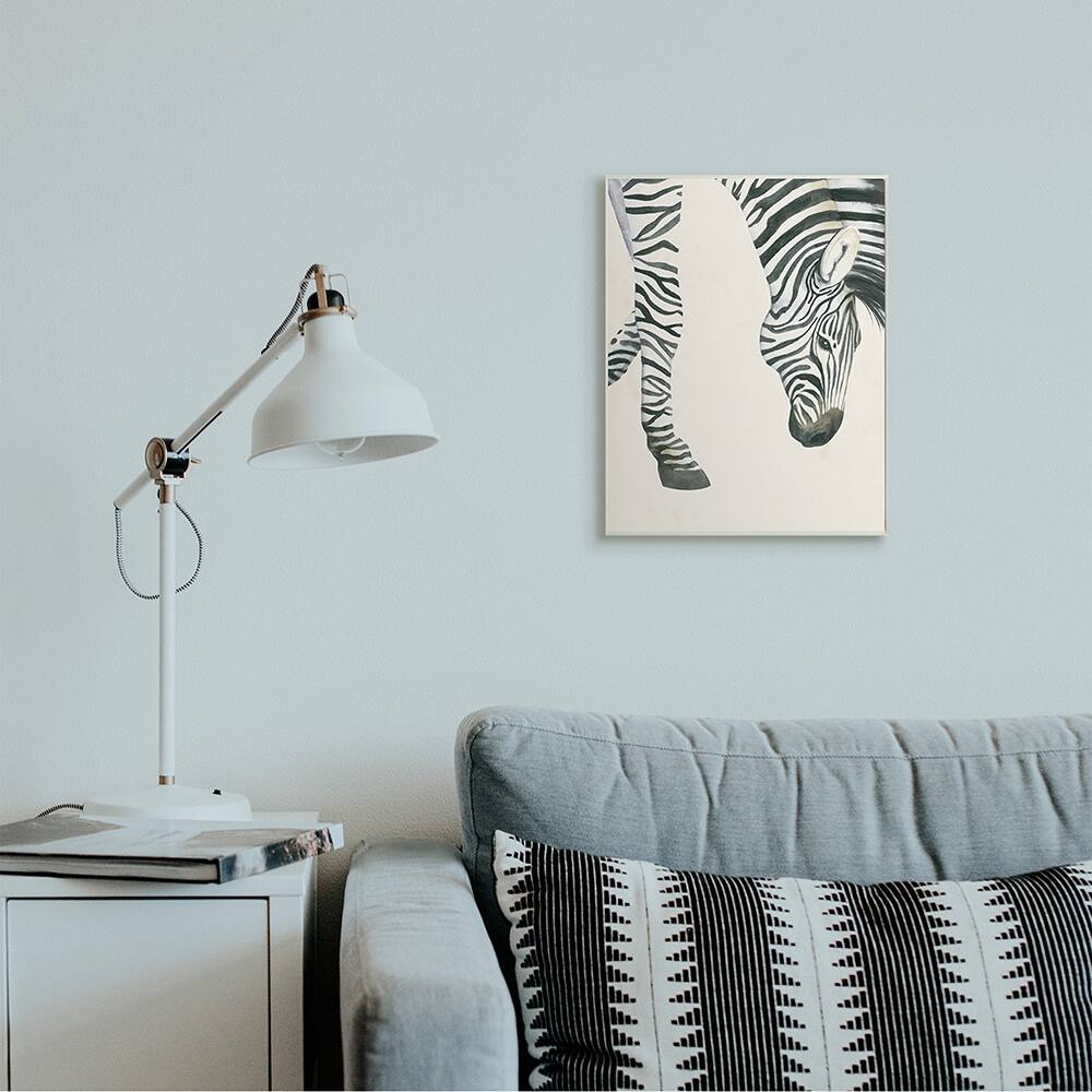 Stupell Industries Zebra Grazing Striped Safari Animal Hoof Detail Wall Plaque