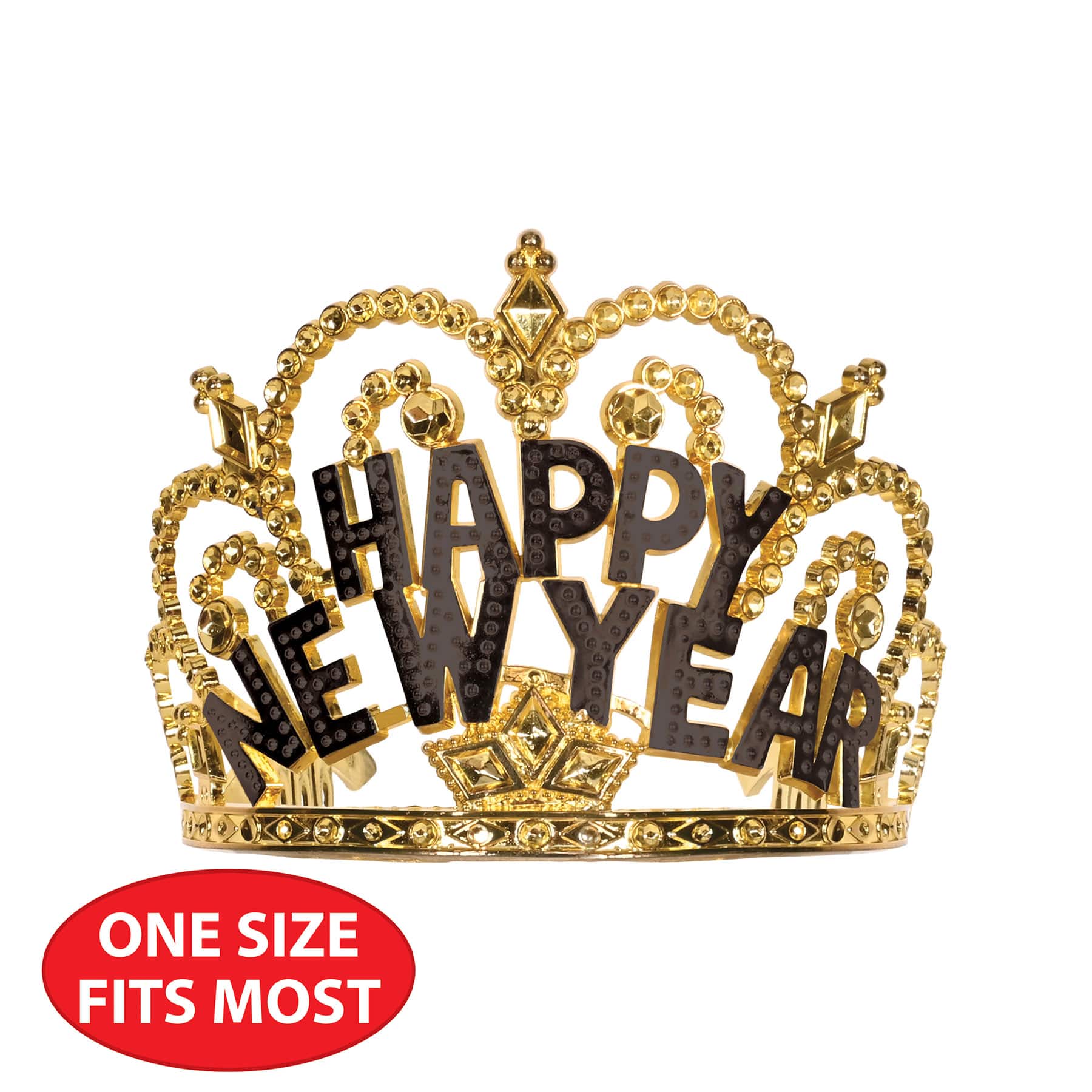 Beistle Gold & Black Plastic Happy New Year Tiaras, 2ct.