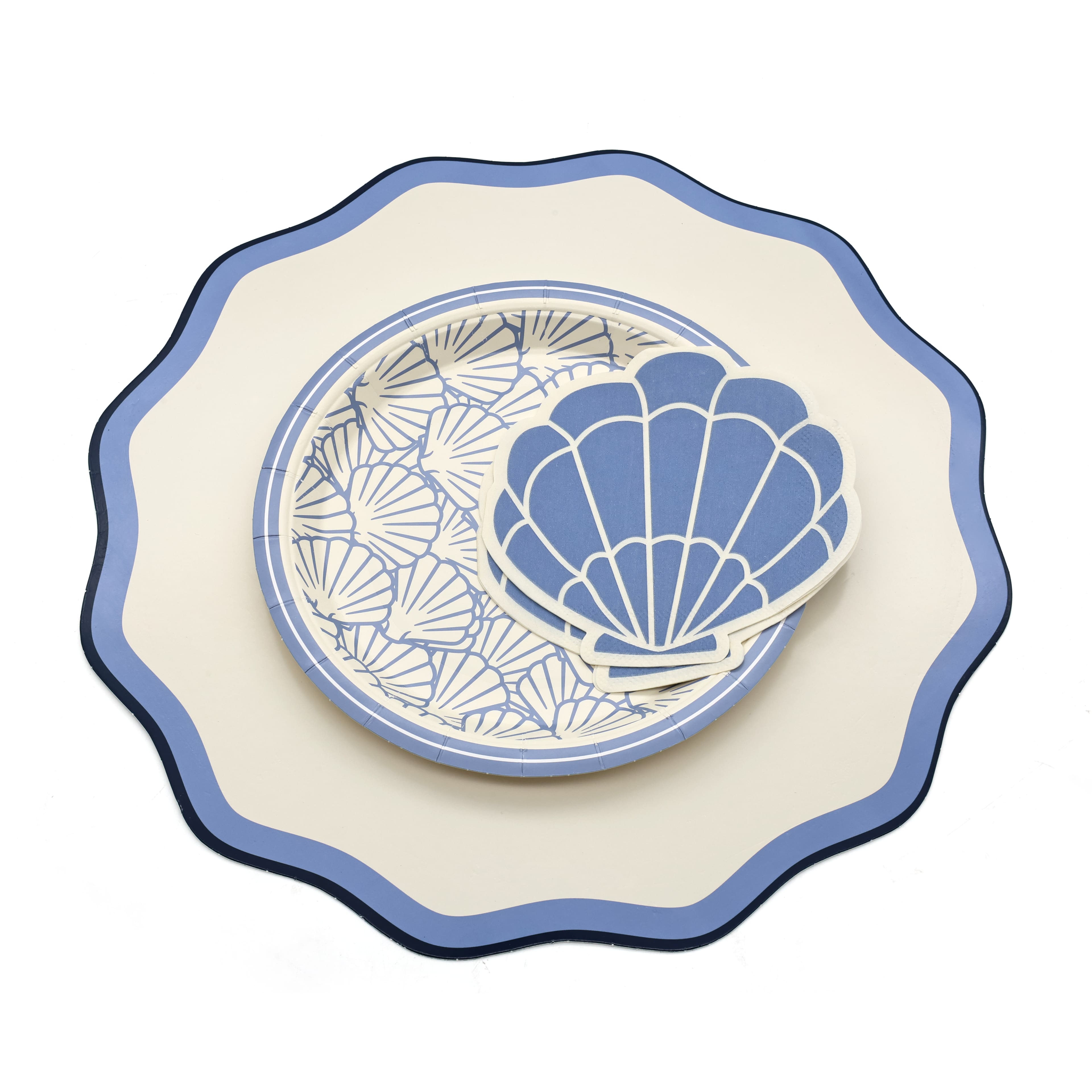 12" Modern Coast Blue Scalloped Rim Decorative Chargers 10ct. by Celebrate It™
