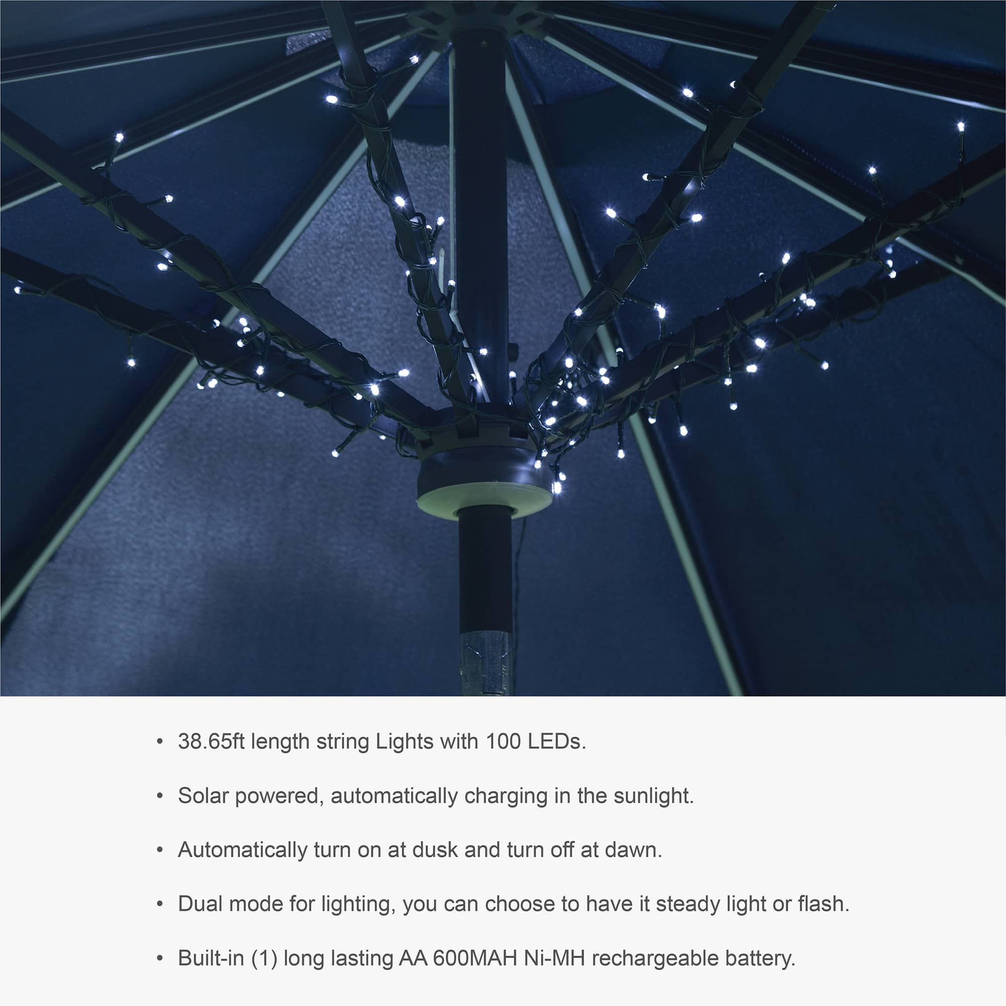 Glitzhome® 39ft. Solar String Lights with 100 LEDs