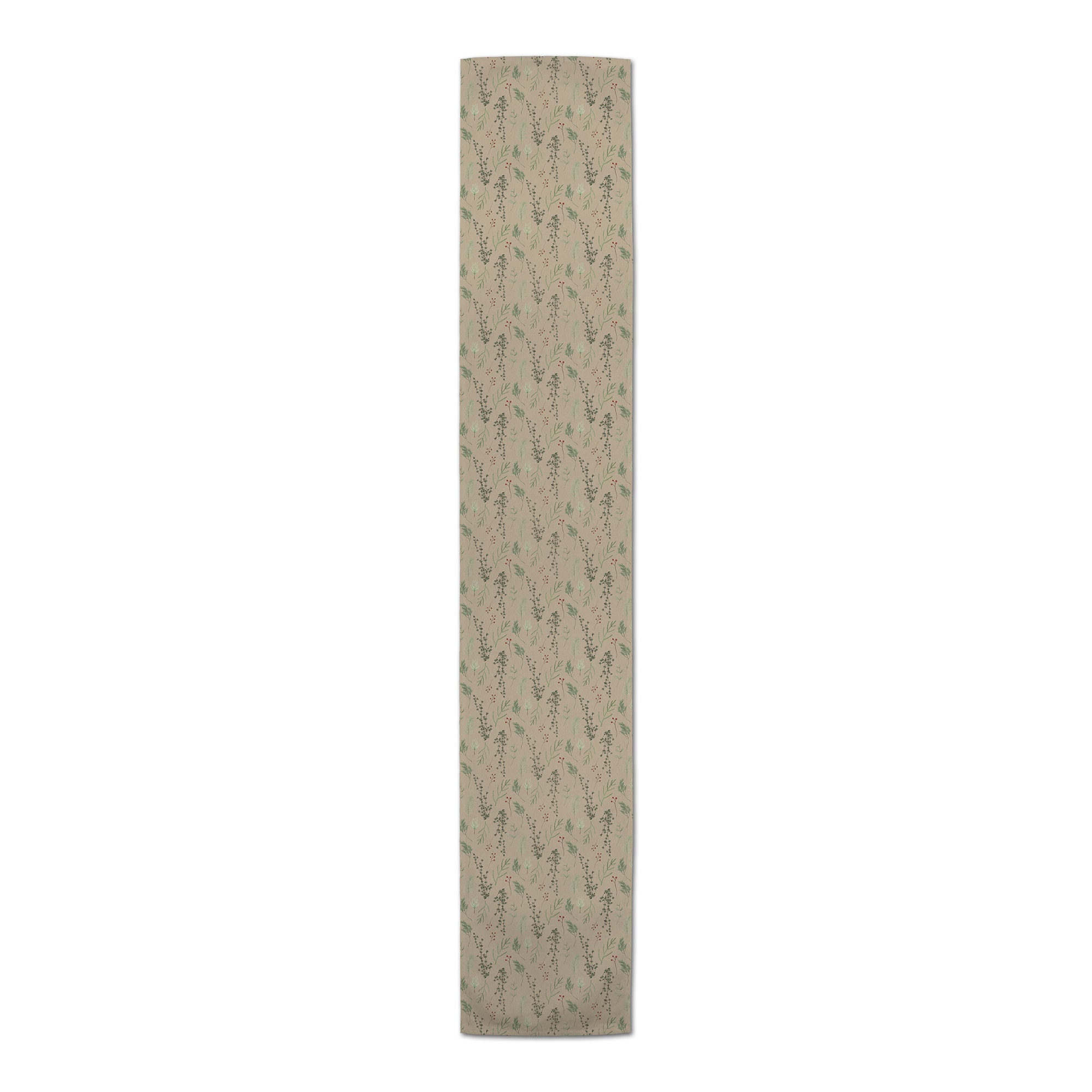 72" Brown Holiday Greenery Cotton Twill Runner