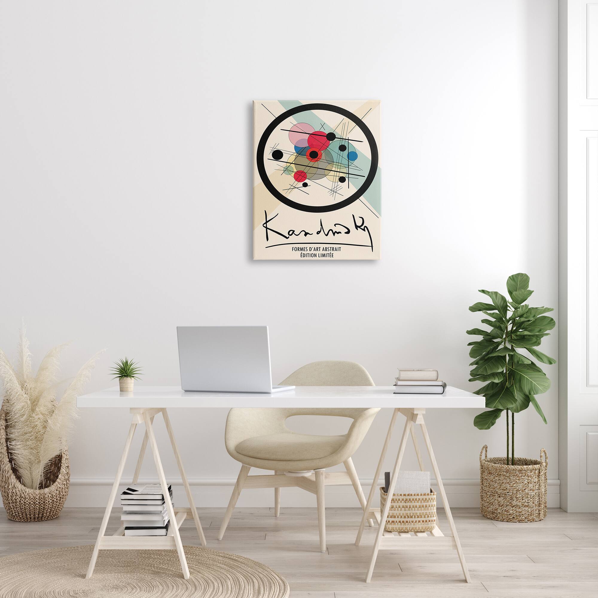 Stupell Industries Kandinsky Traditional Abstract Layered Circles Patchwork Lines Canvas Wall Art