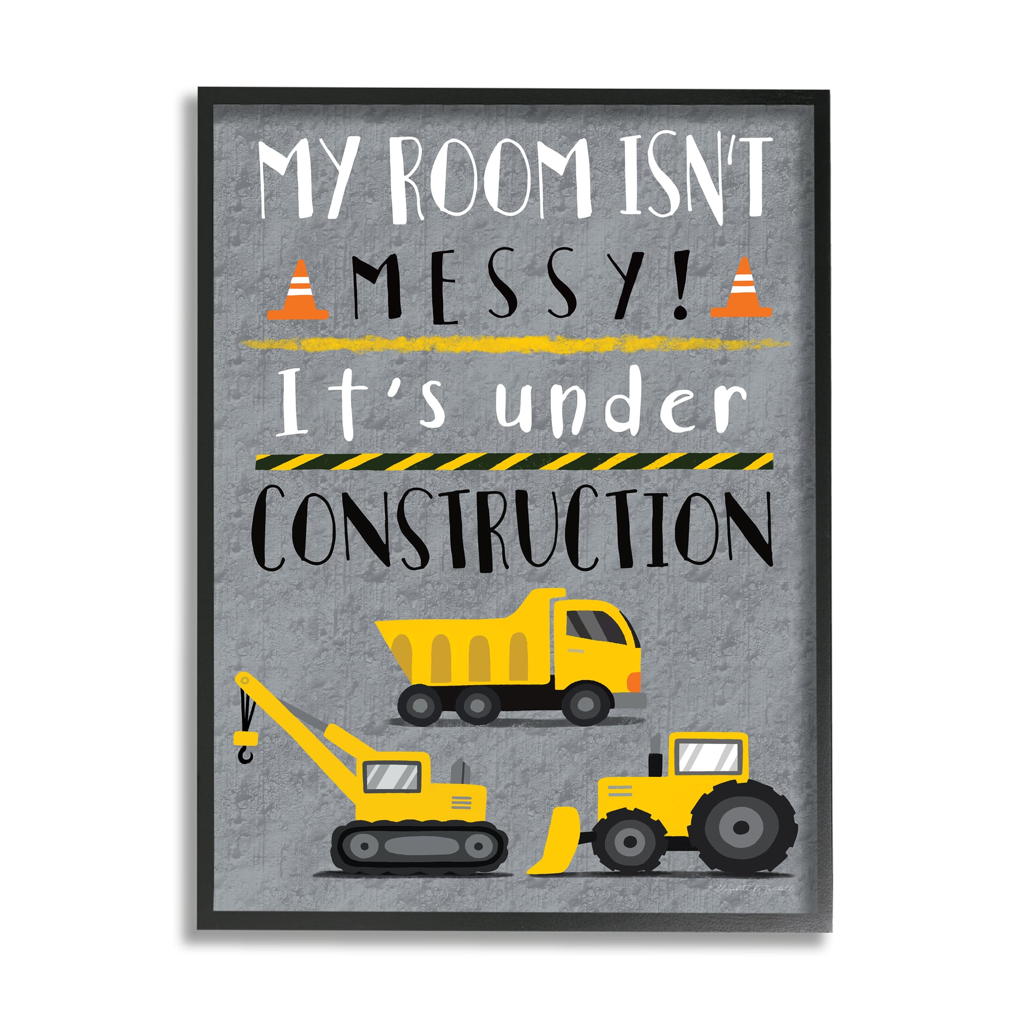 Stupell Industries Messy Room or Under Construction Kid's Room Sign in Frame Wall Art