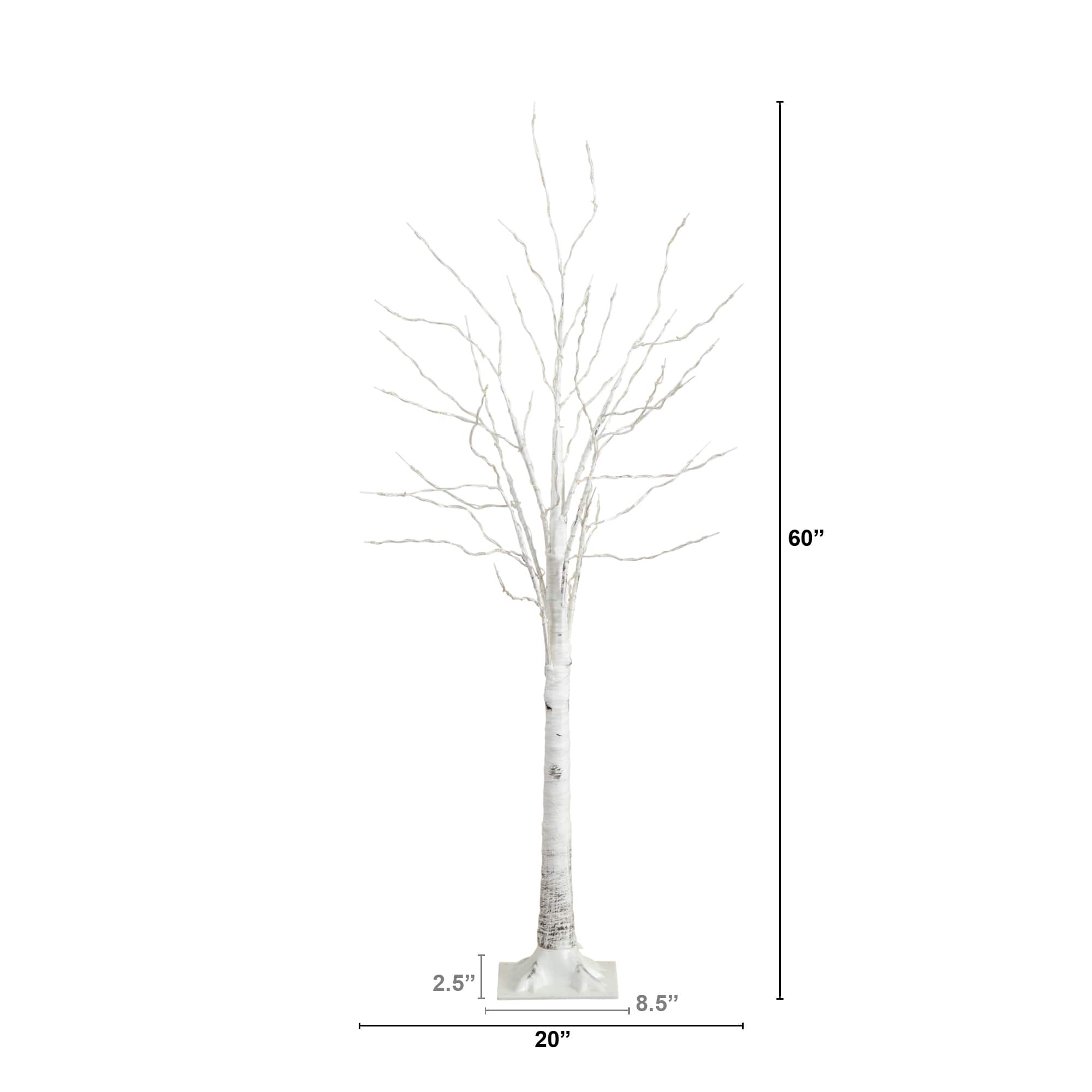 5ft. Pre-Lit White Birch Artificial Christmas Tree, Warm White LED Lights