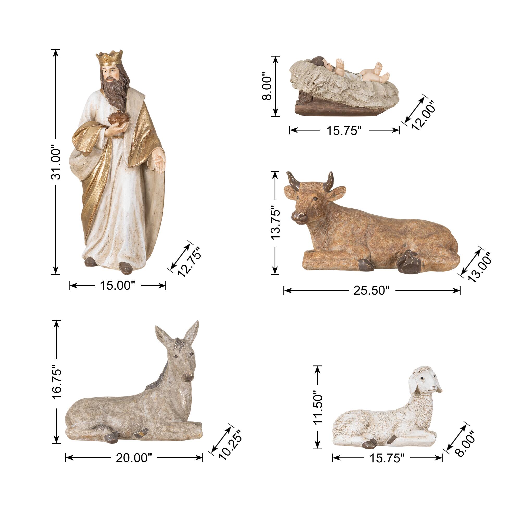 Glitzhome® 31.75" 12-Piece Majestic Oversized Christmas Nativity Figurine Set