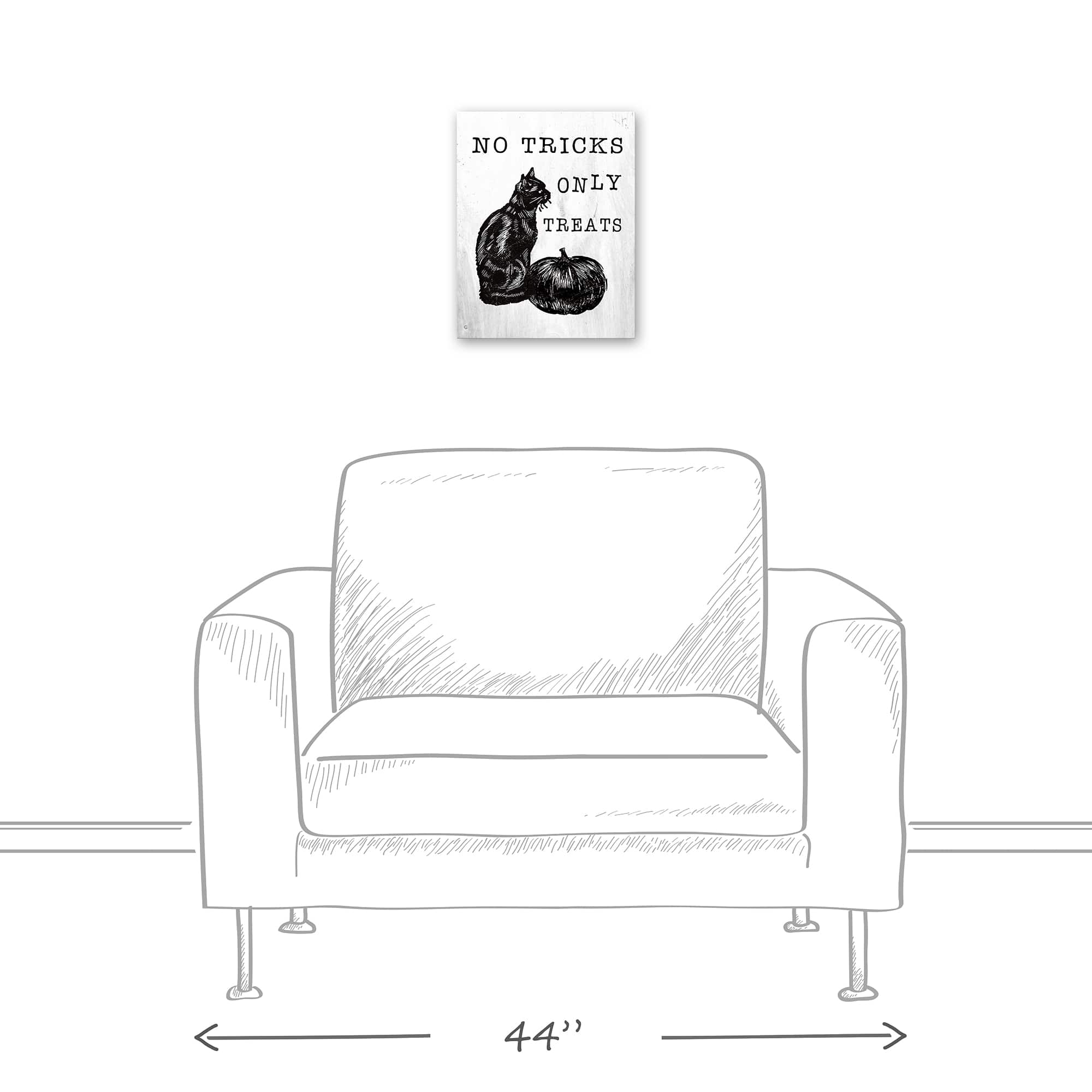 No Tricks Only Treats Black Cat Canvas Wall Art