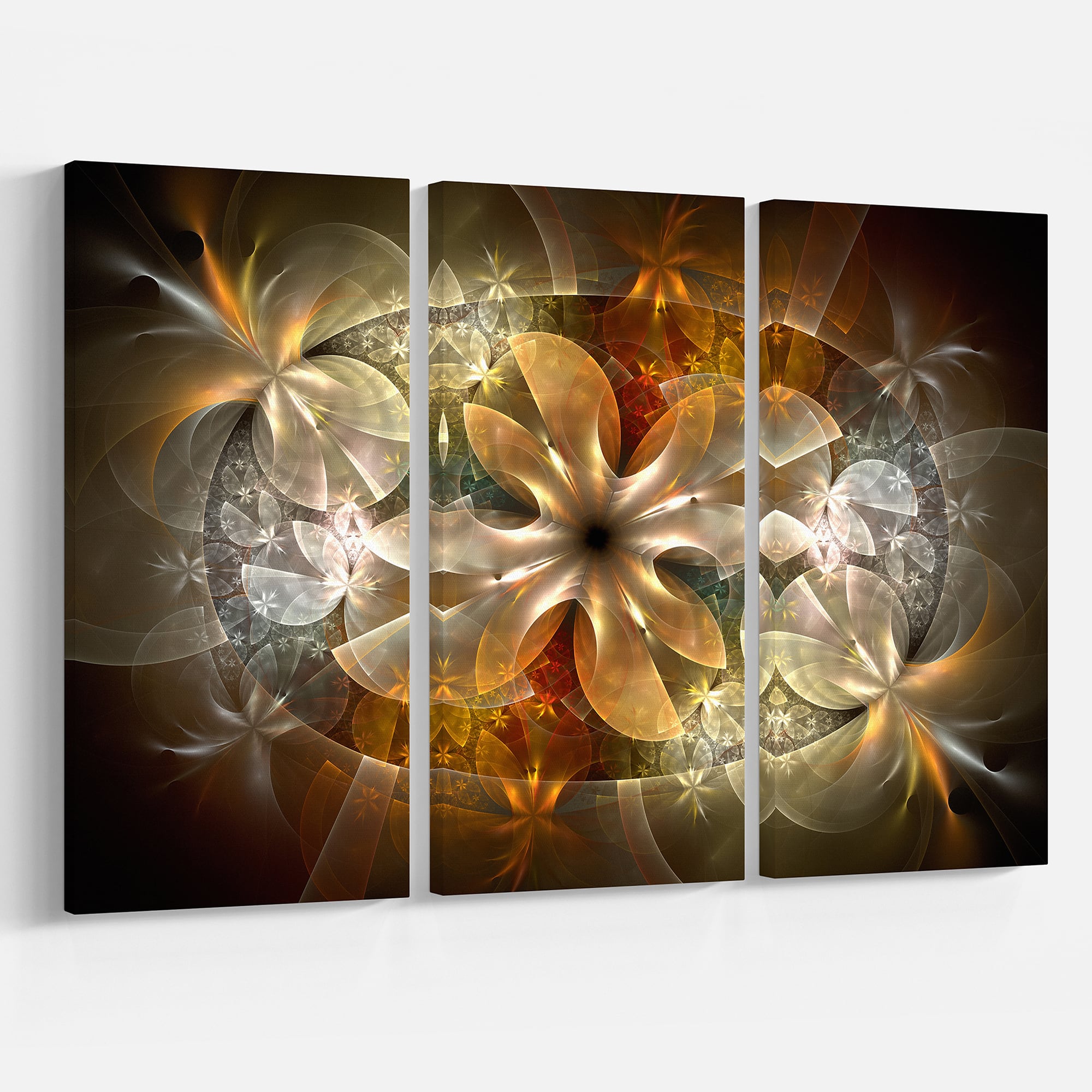 Designart - Fractal Flower with Blue Details - Floral Art Canvas Print