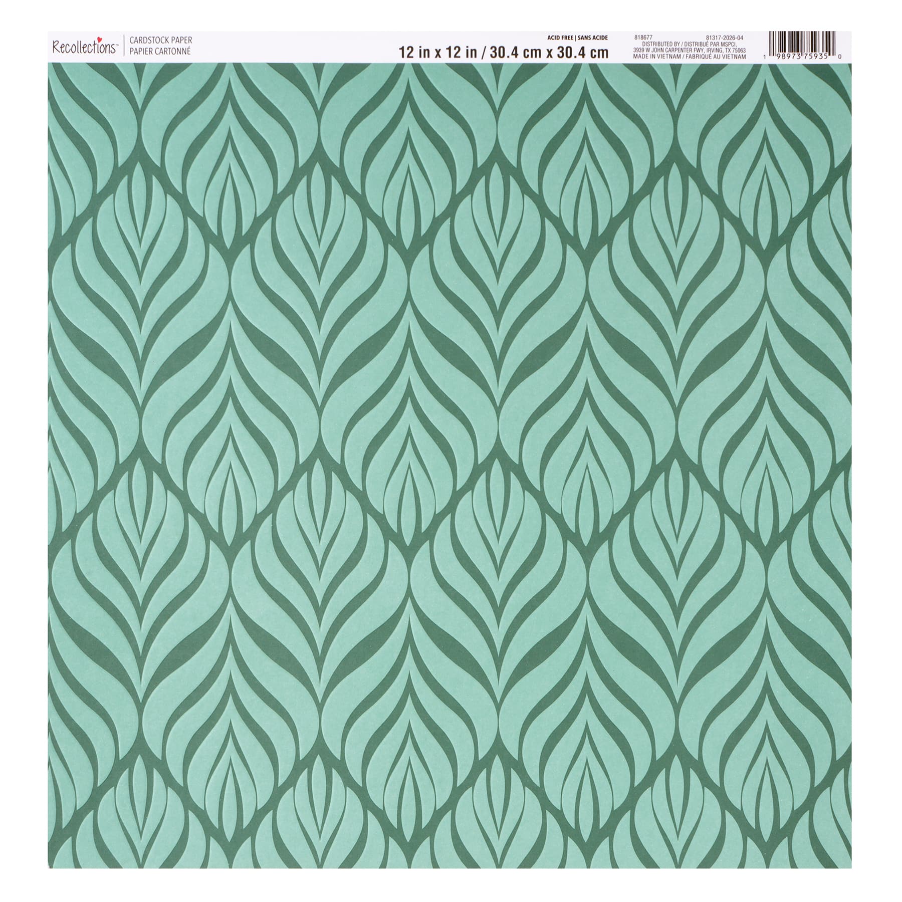 12" x 12" Green Leaf Embossed Cardstock Paper by Recollections™