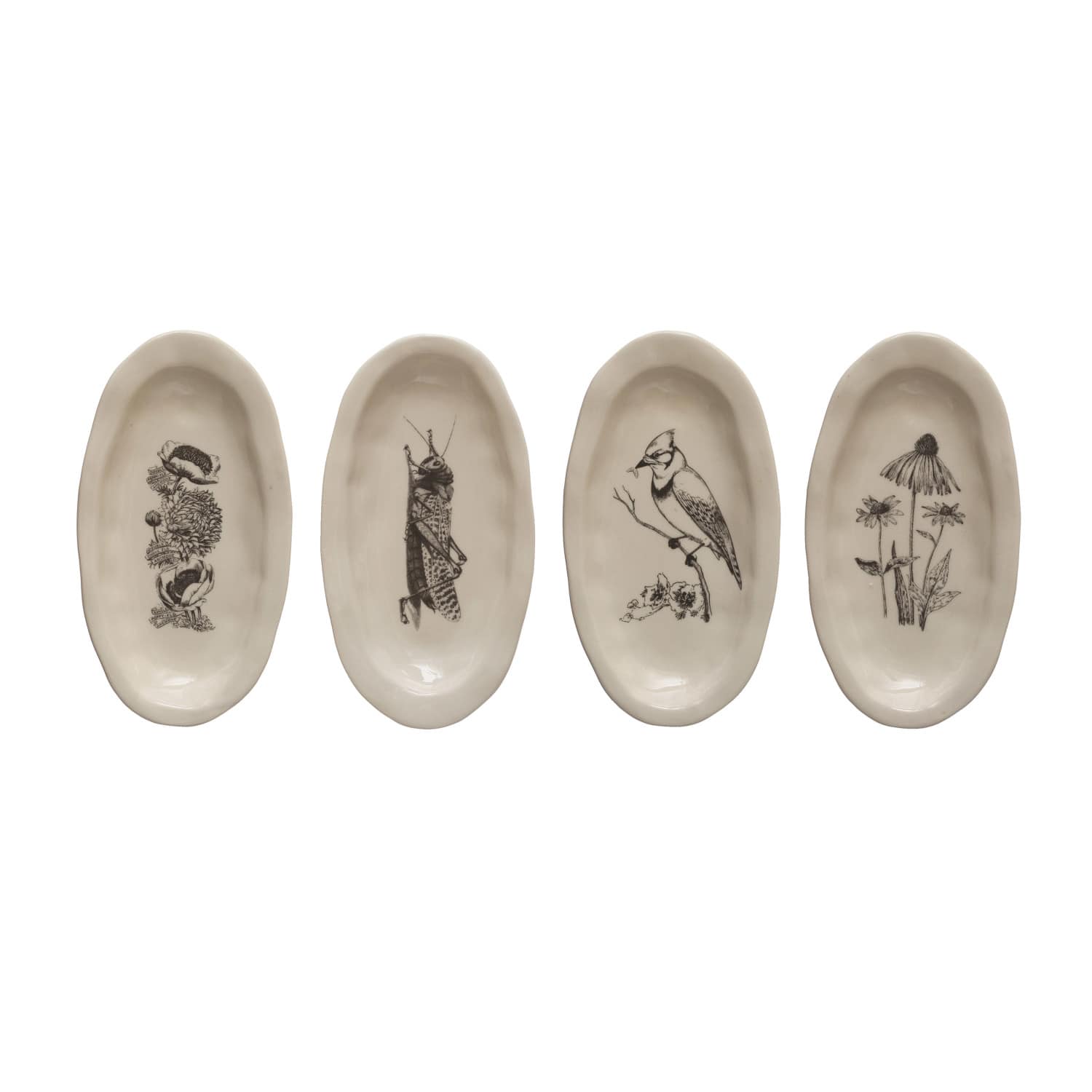 Hello Honey® 5.5" Nature Print Organic Shape Stoneware Plate Set