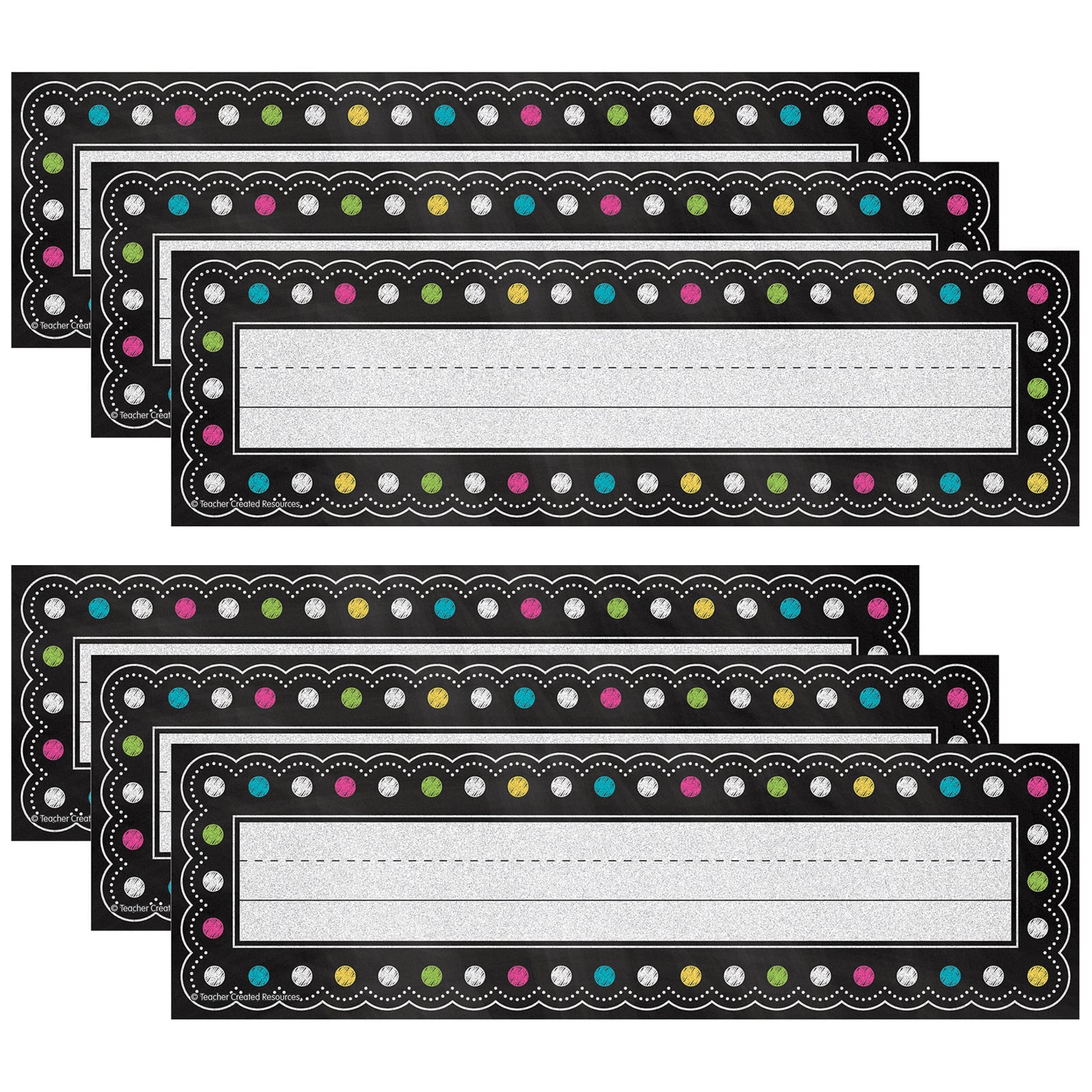 Teacher Created Resources® 3.5" x 11.5" Chalkboard Brights Flat Name Plates, 216ct.