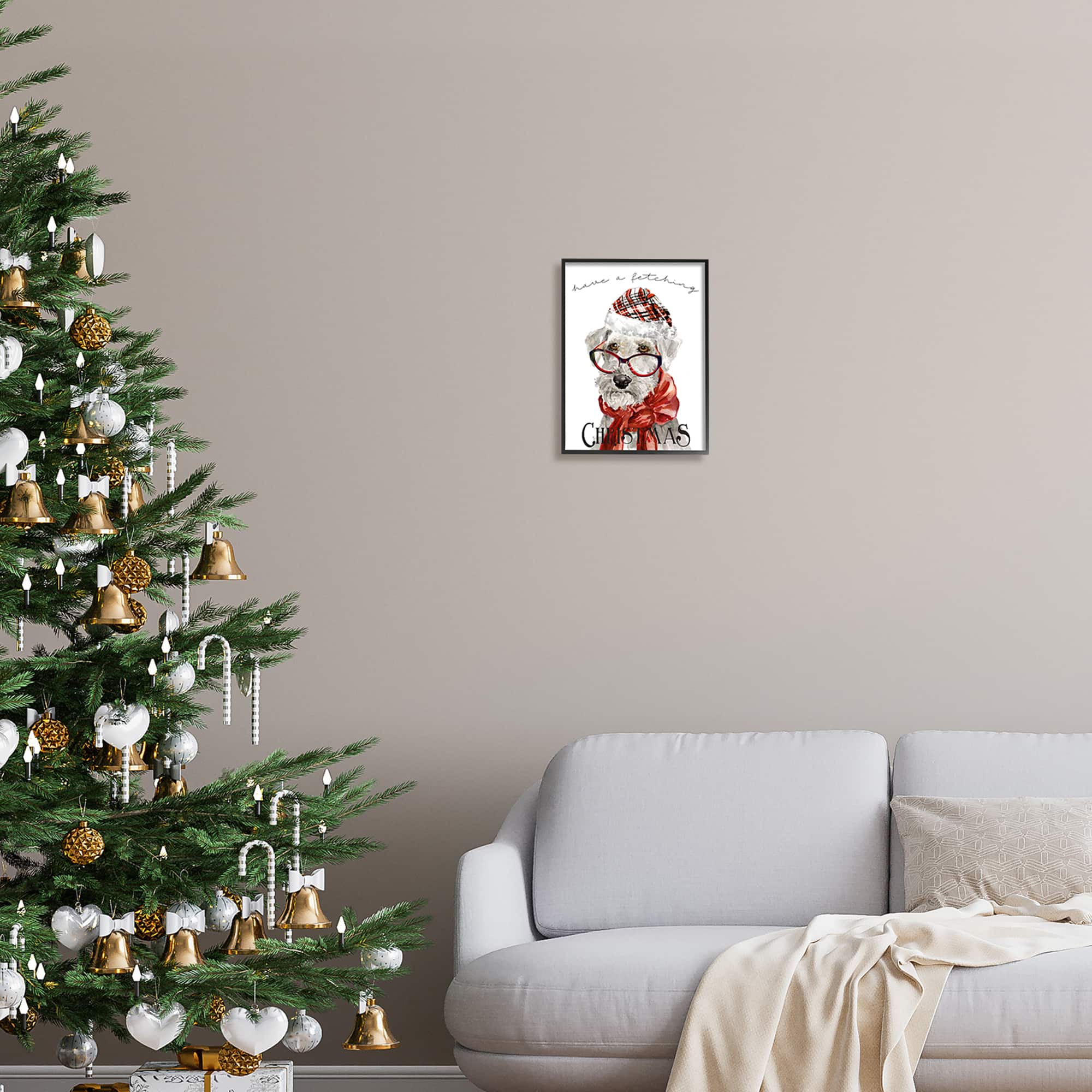 Stupell Industries Have a Fetching Christmas Dog Framed Giclee Art