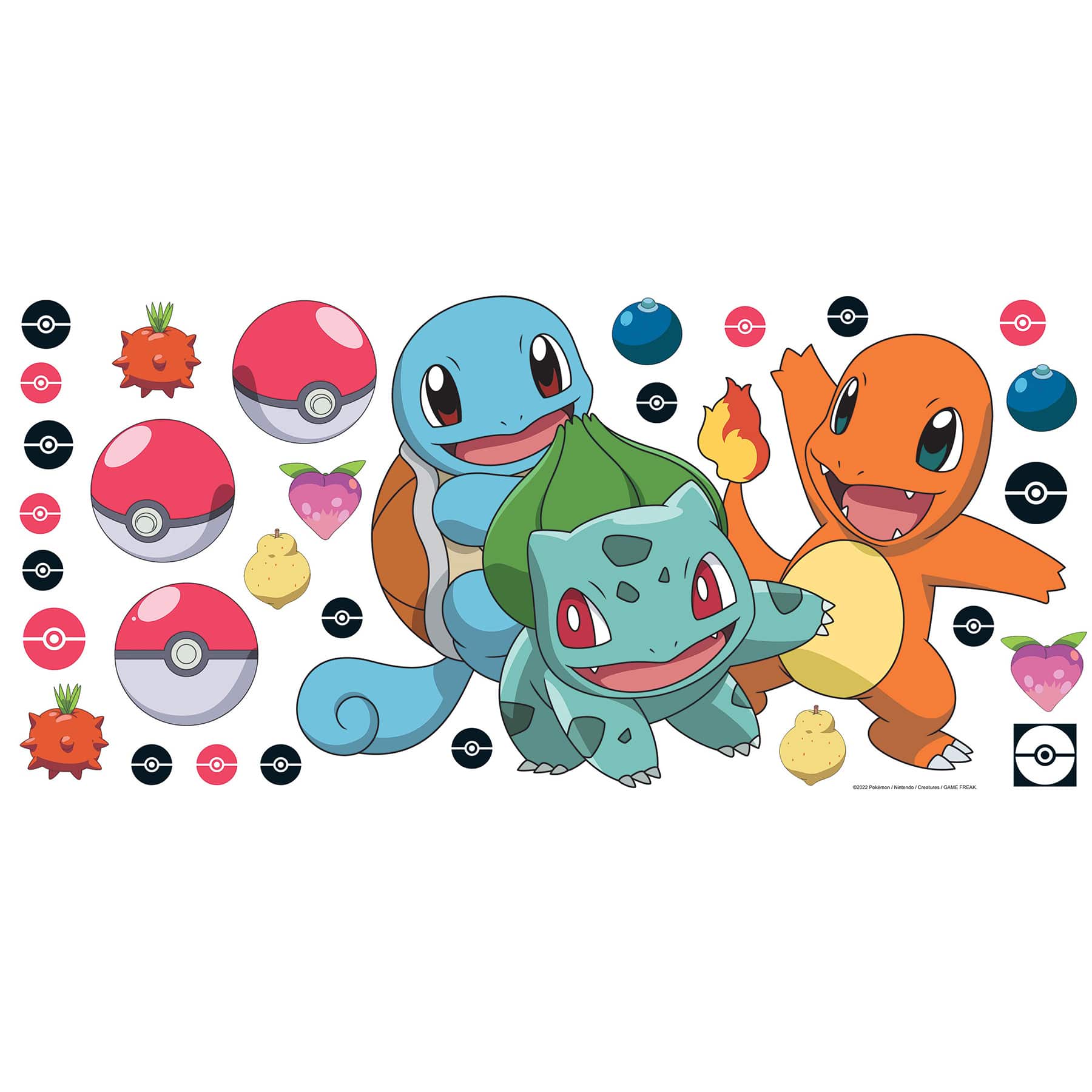 RoomMates Pokemon Squirtle, Charmander & Bulbasaur Peel & Stick Giant Wall Decals