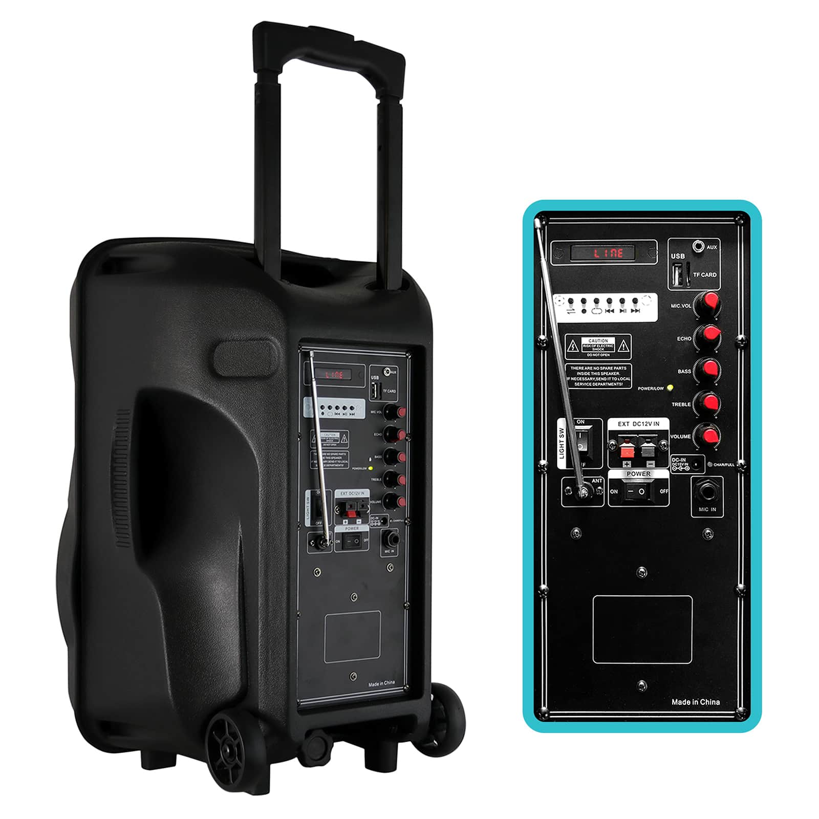 beFree Sound 12" 2500 Watt Bluetooth Rechargeable Portable Party PA Speaker With Illuminating Lights
