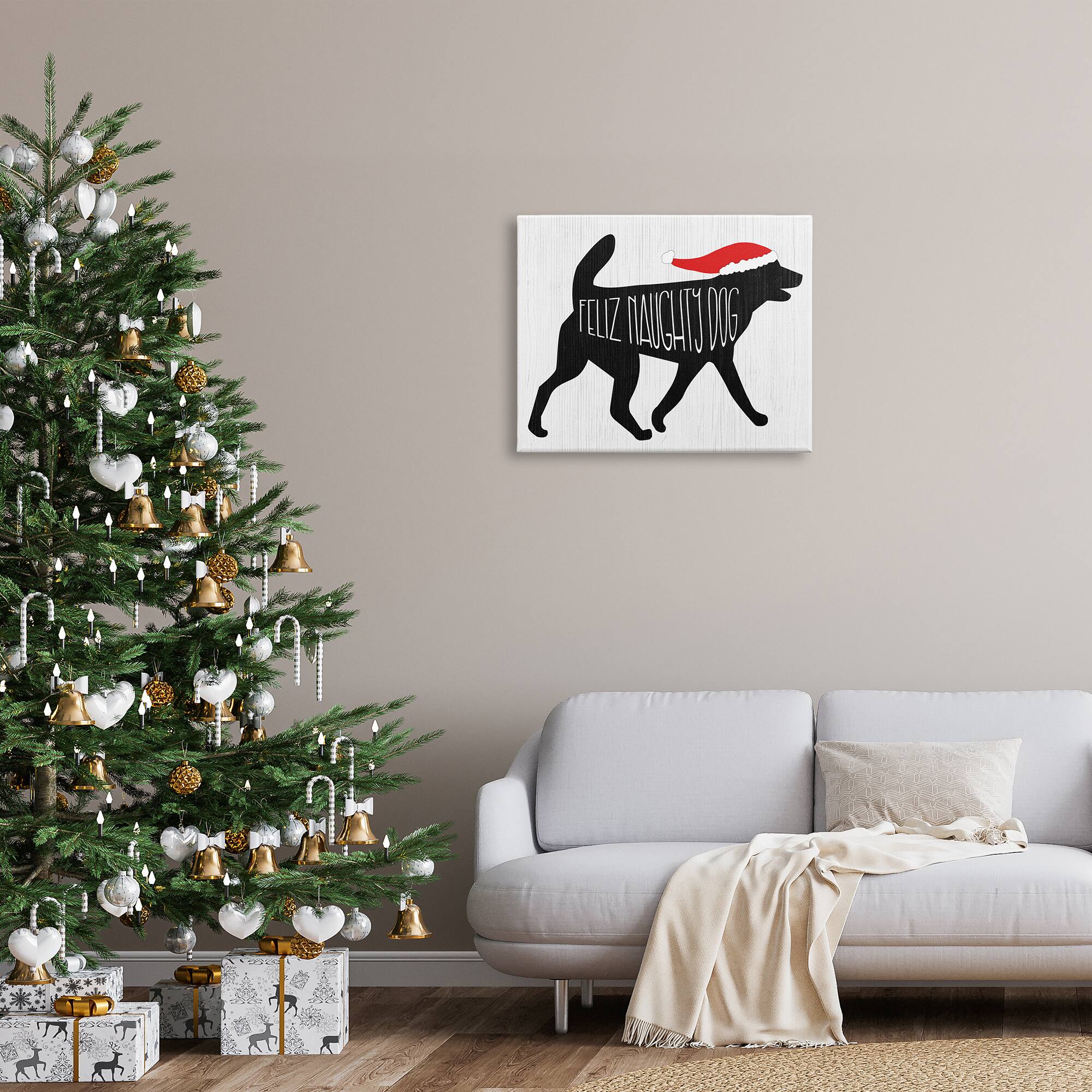 Stupell Industries Feliz Naughty Dog Funny Pet Canvas Wall Art