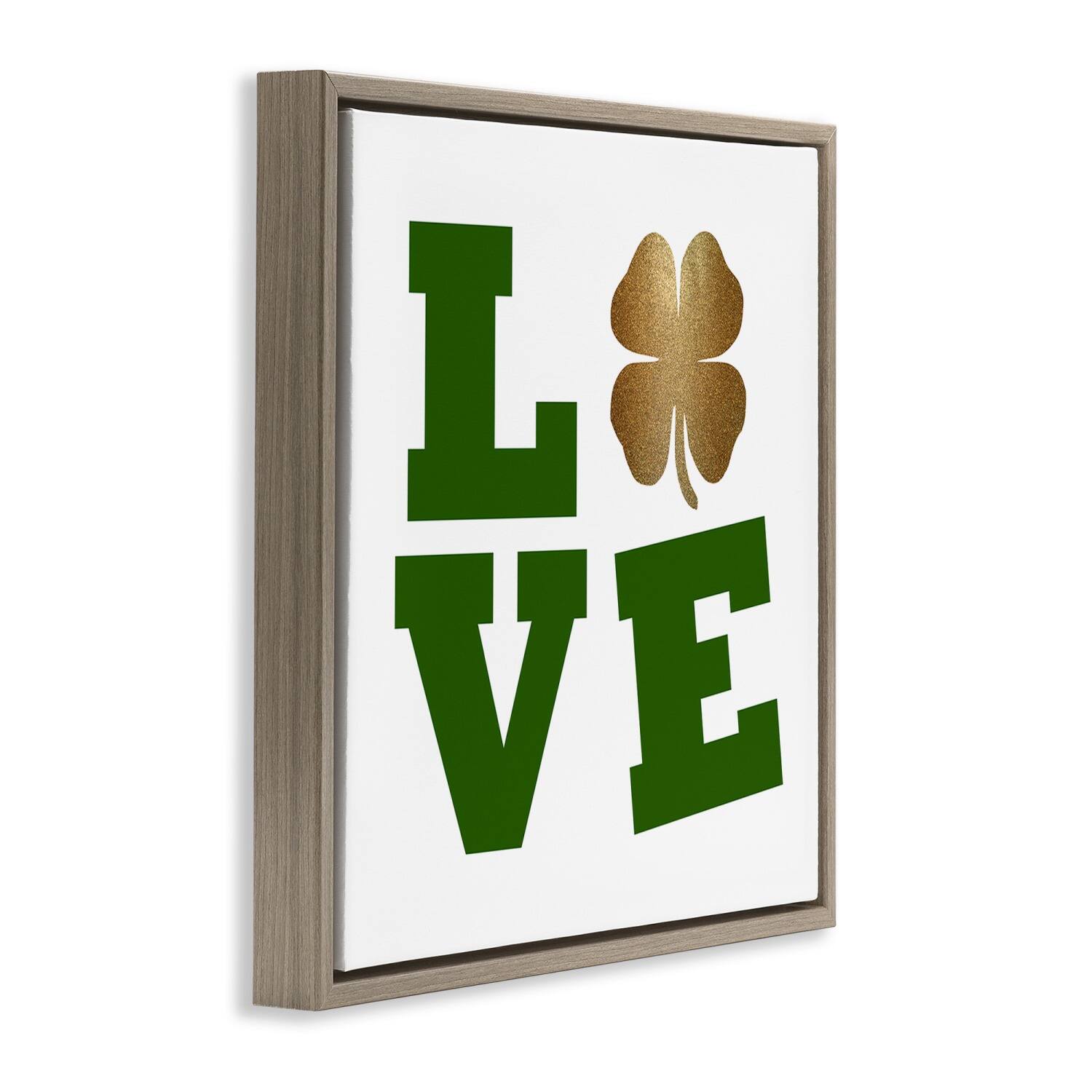 Stupell Industries St Patrick's Day Clover Love Floater Framed Art