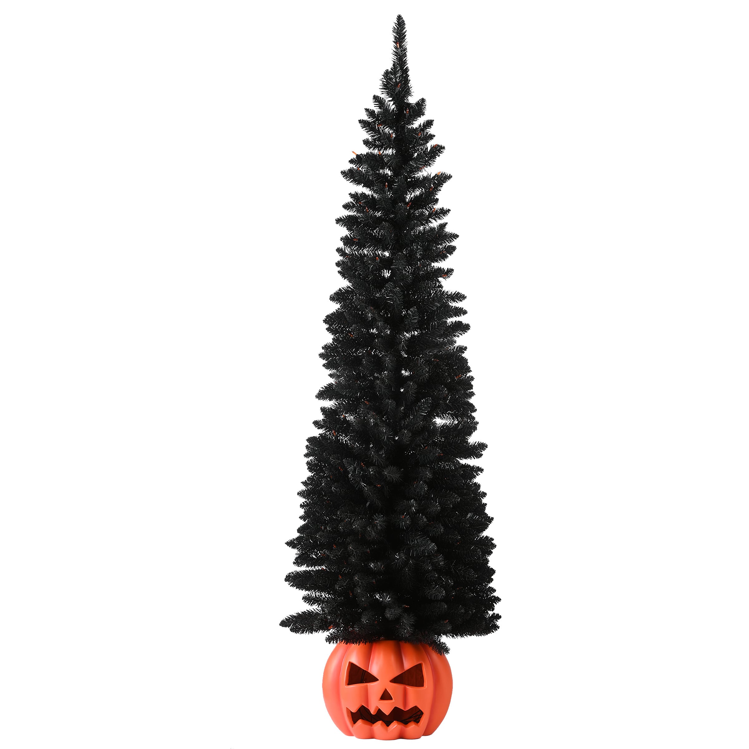 6ft. Pre-Lit Half Artificial Halloween Tree, Orange Lights