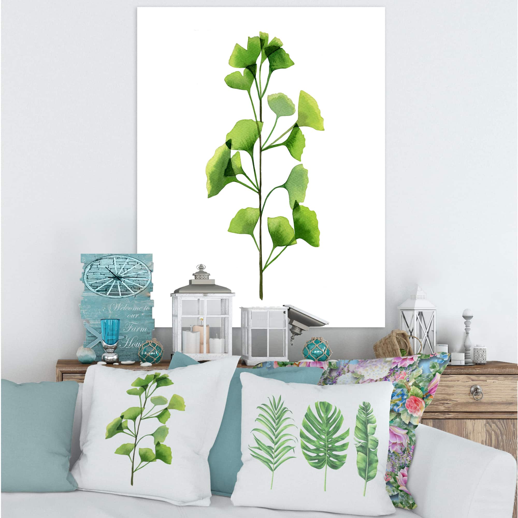 Designart - Green Field Plant Foliage - Farmhouse Canvas Wall Art Print