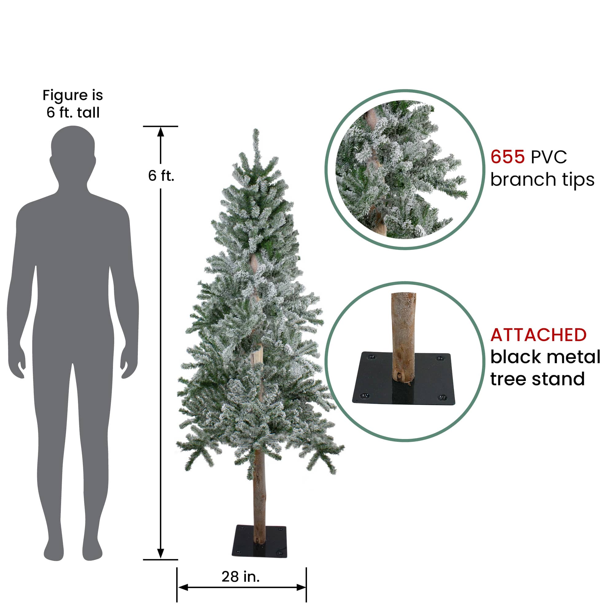 6ft. Unlit Flocked Alpine Artificial Christmas Tree