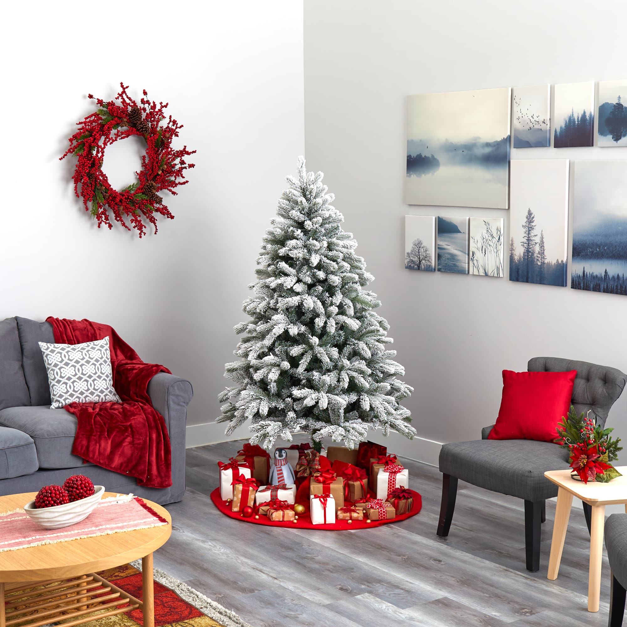 6ft. Pre-Lit South Carolina Spruce Artificial Christmas Tree, Clear LED Lights